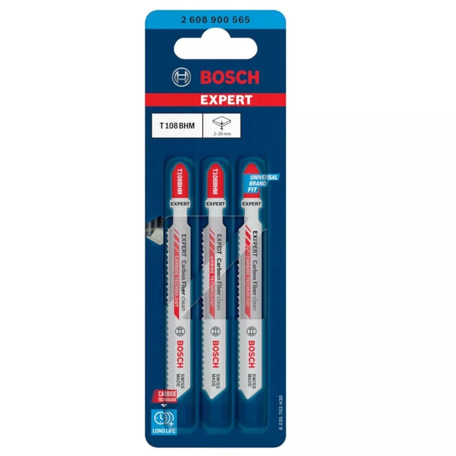 Bosch Jigsaw Blades T 108 BHM Clean for Carbon Fiber, 3 Pack 2608900565 Power Tool Services
