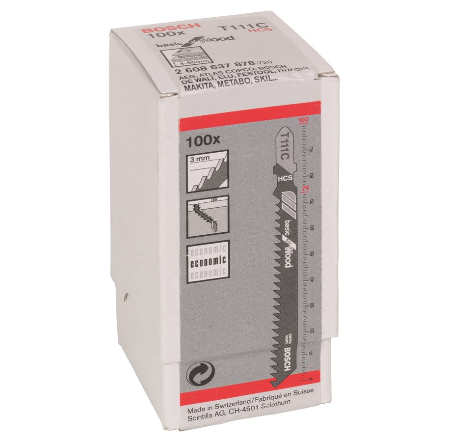 Bosch Jigsaw Blades T 111 C Basic for Wood 100 Pack 2608637878 Power Tool Services