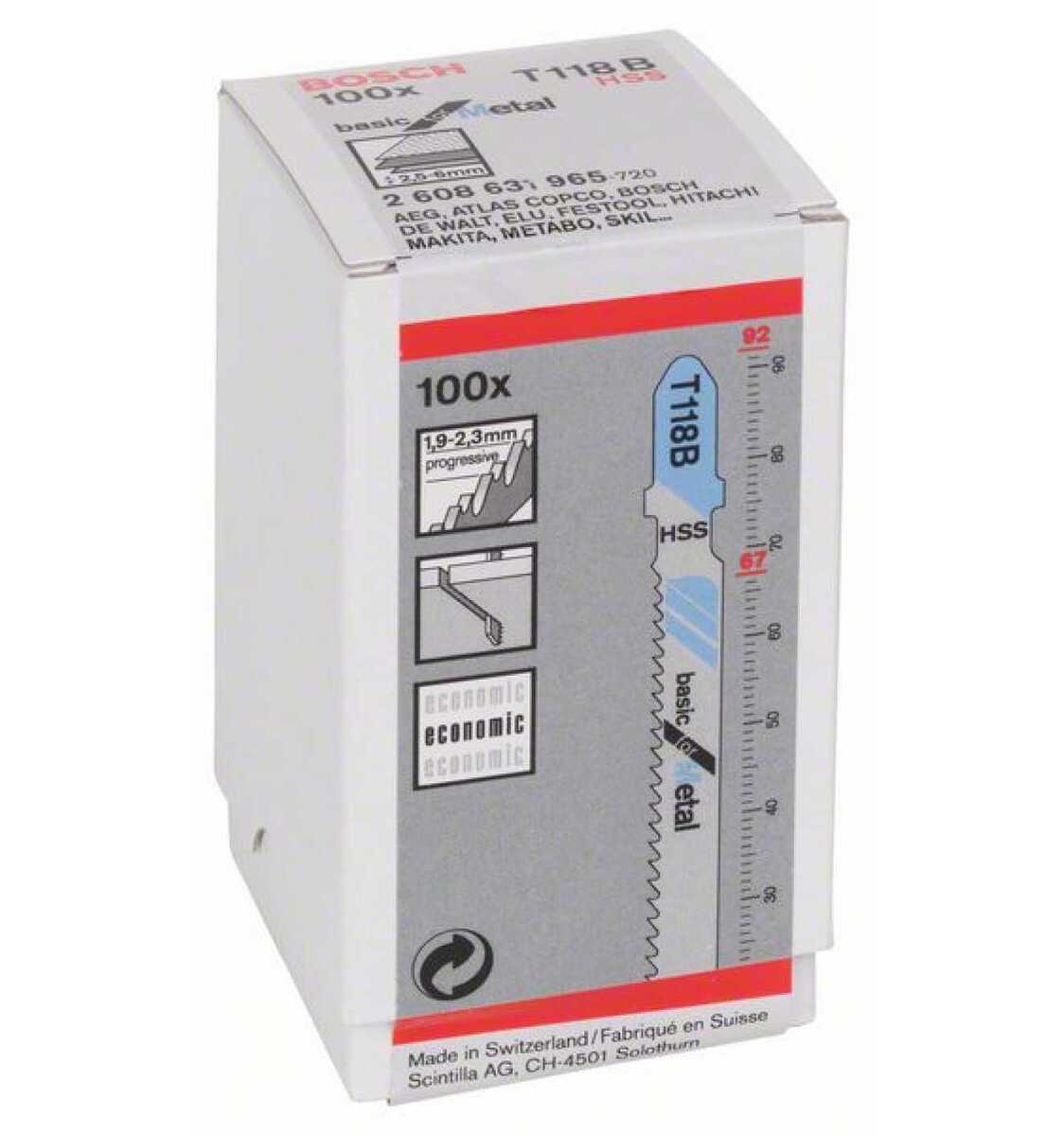 Bosch Jigsaw Blades T 118 B Basic for Metal 100 Pack 2608631965 Power Tool Services