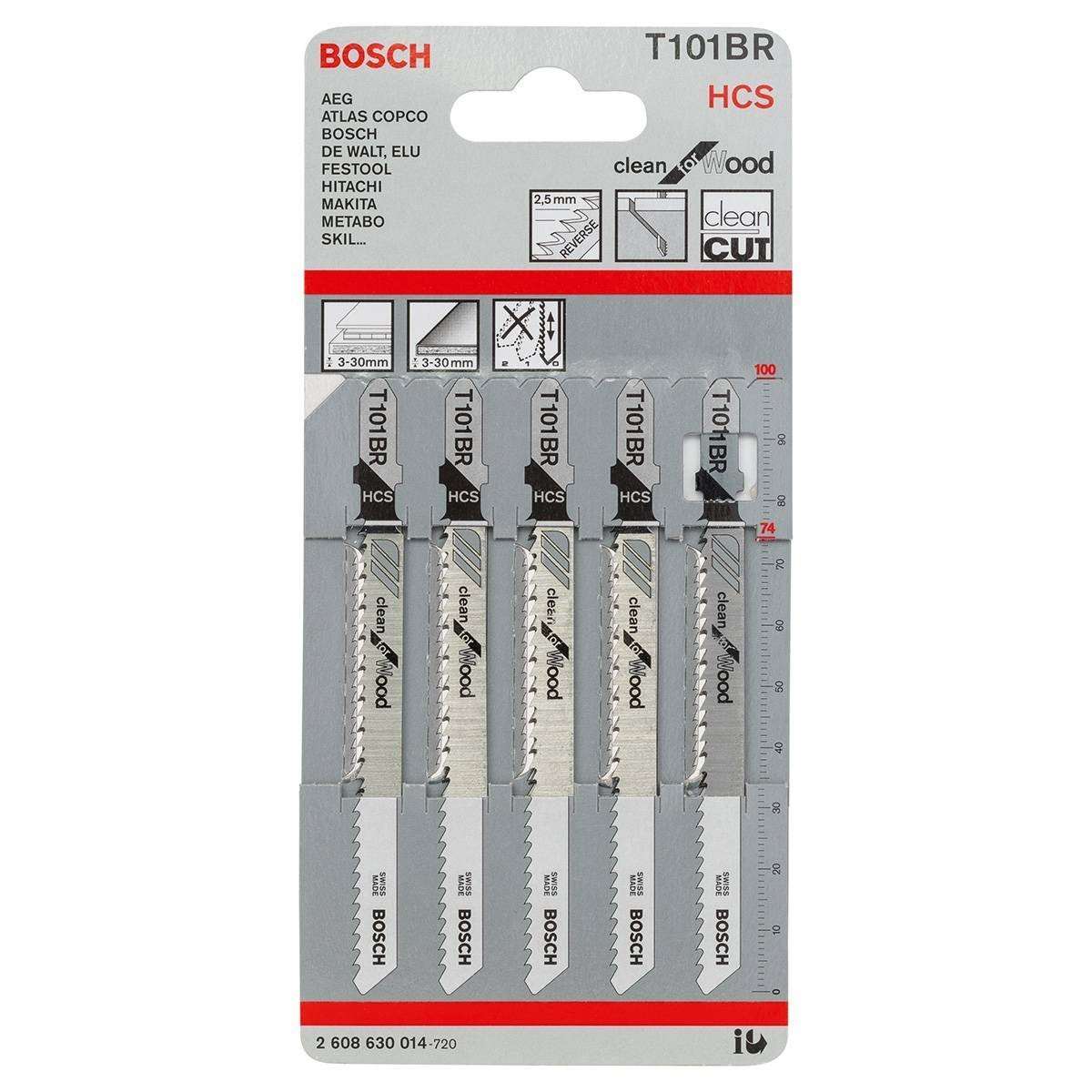 Buy Bosch Jigsaw Blades T101BR Clean Cut Jigsaw Blades 5 Pack 2608630014 from Power Tool Services - Image 1 | Best Price