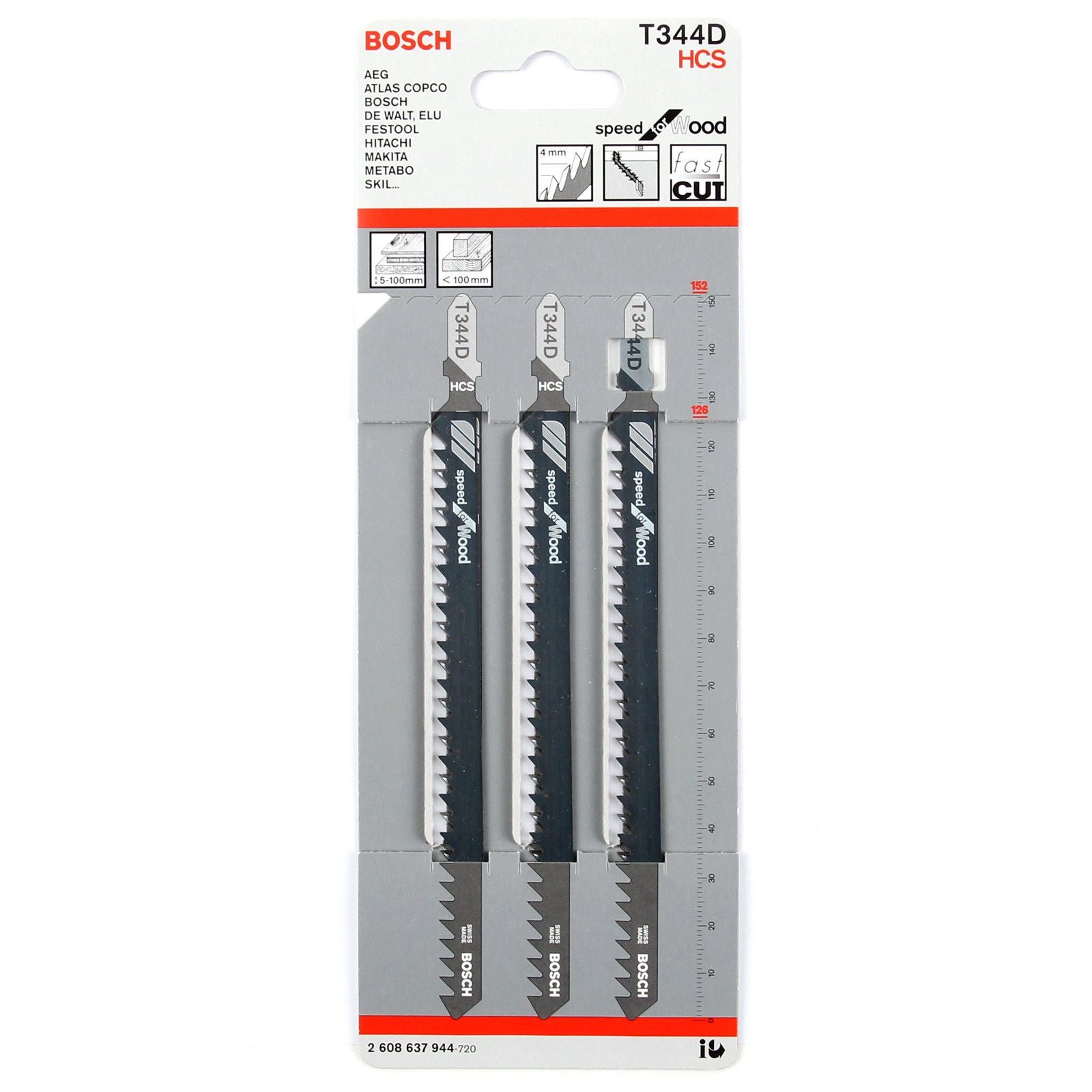 Buy Bosch Jigsaw Blades T344D for Wood 3 Pack 2608637944 from Power Tool Services - Image 1 | Best Price