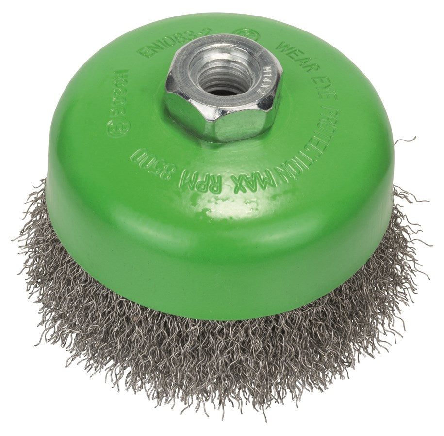 Bosch M14 Cup Brush 100Mm Crimped 0.3Mm Inox 2608622103 Power Tool Services