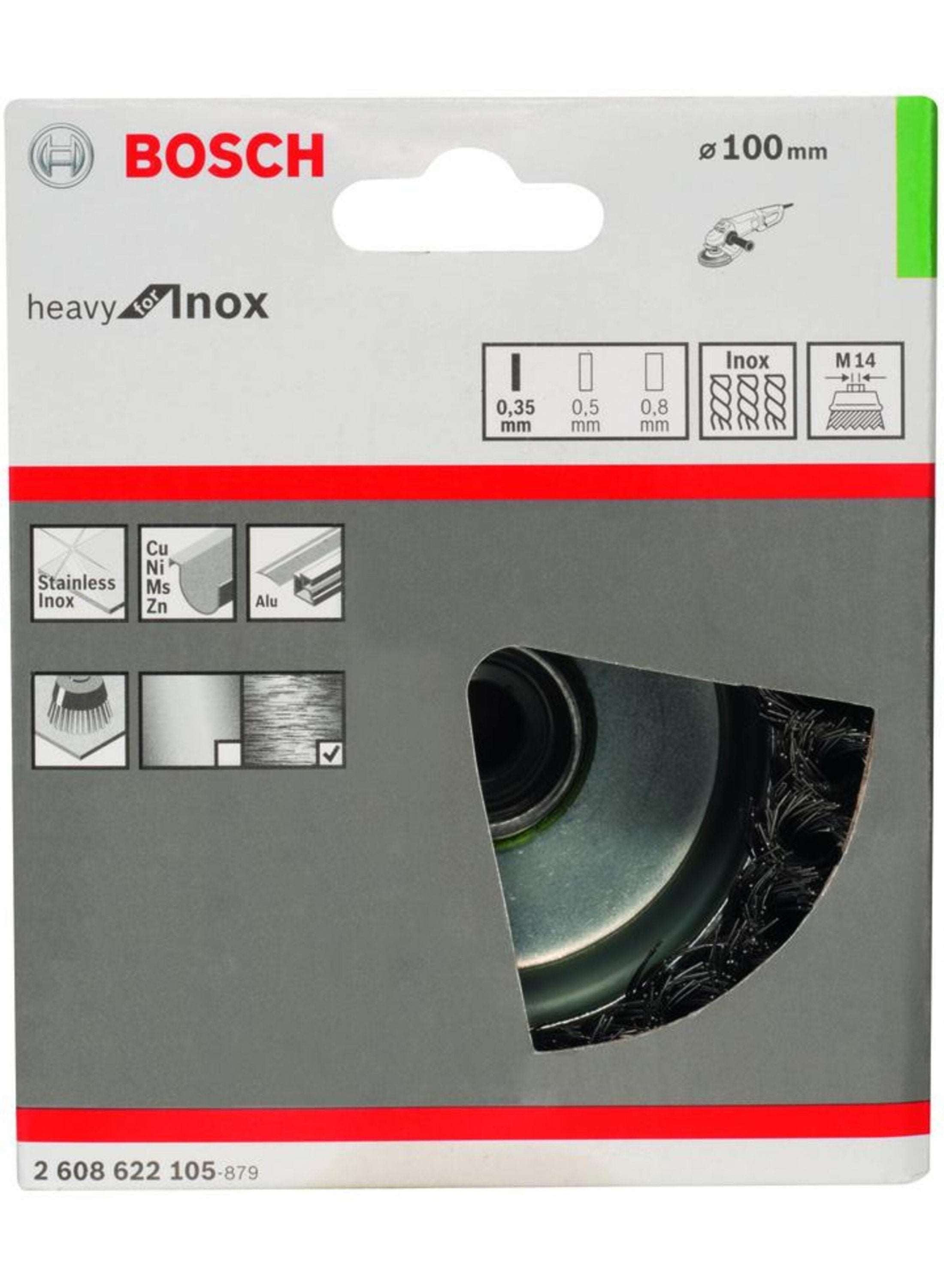 Bosch M14 Cup Brush 100Mm Knotted 0.35Mm Inox 2608622105 Power Tool Services