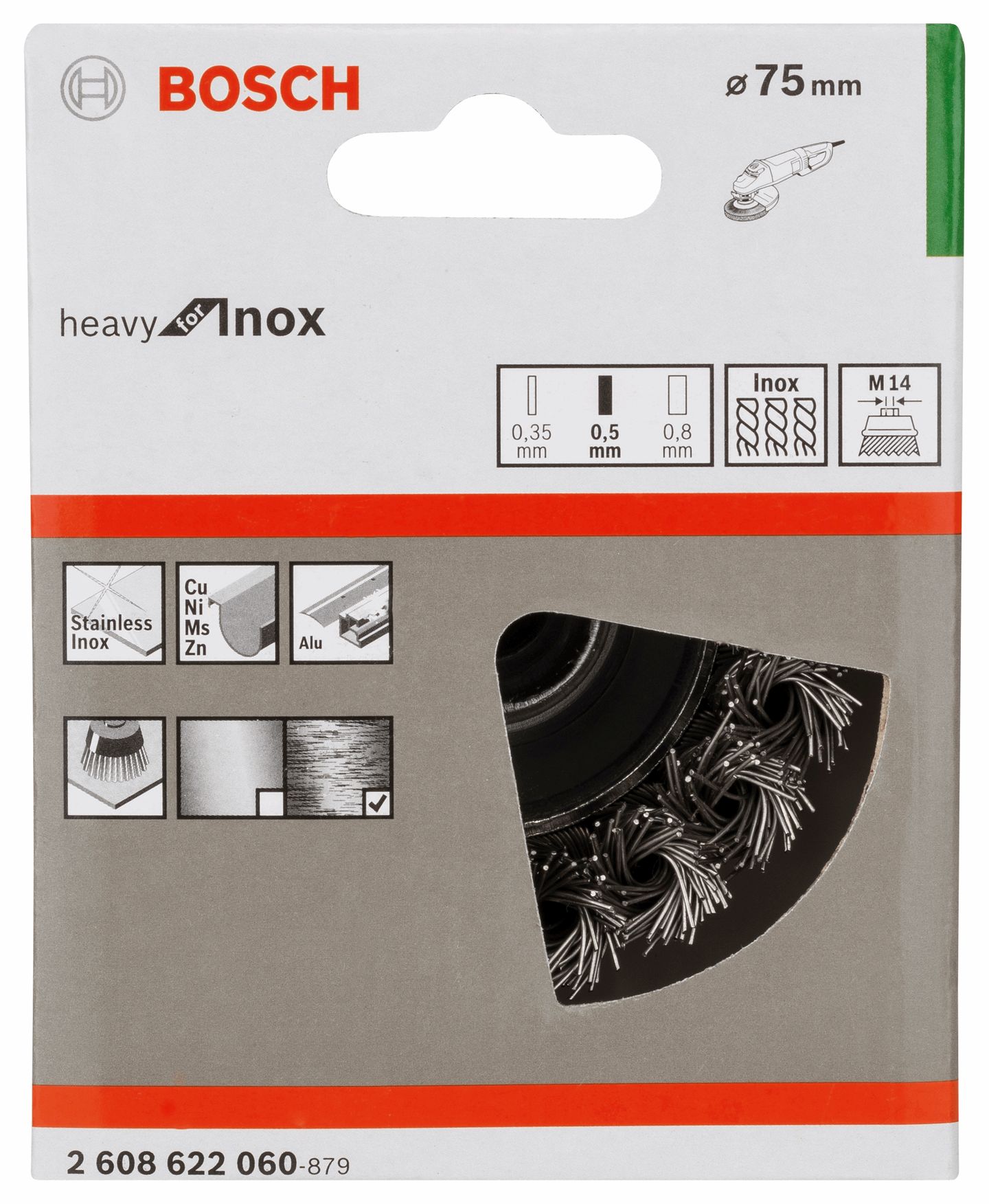 Bosch M14 Cup Brush 75Mm Knotted 0.5Mm Inox 2608622060 Power Tool Services