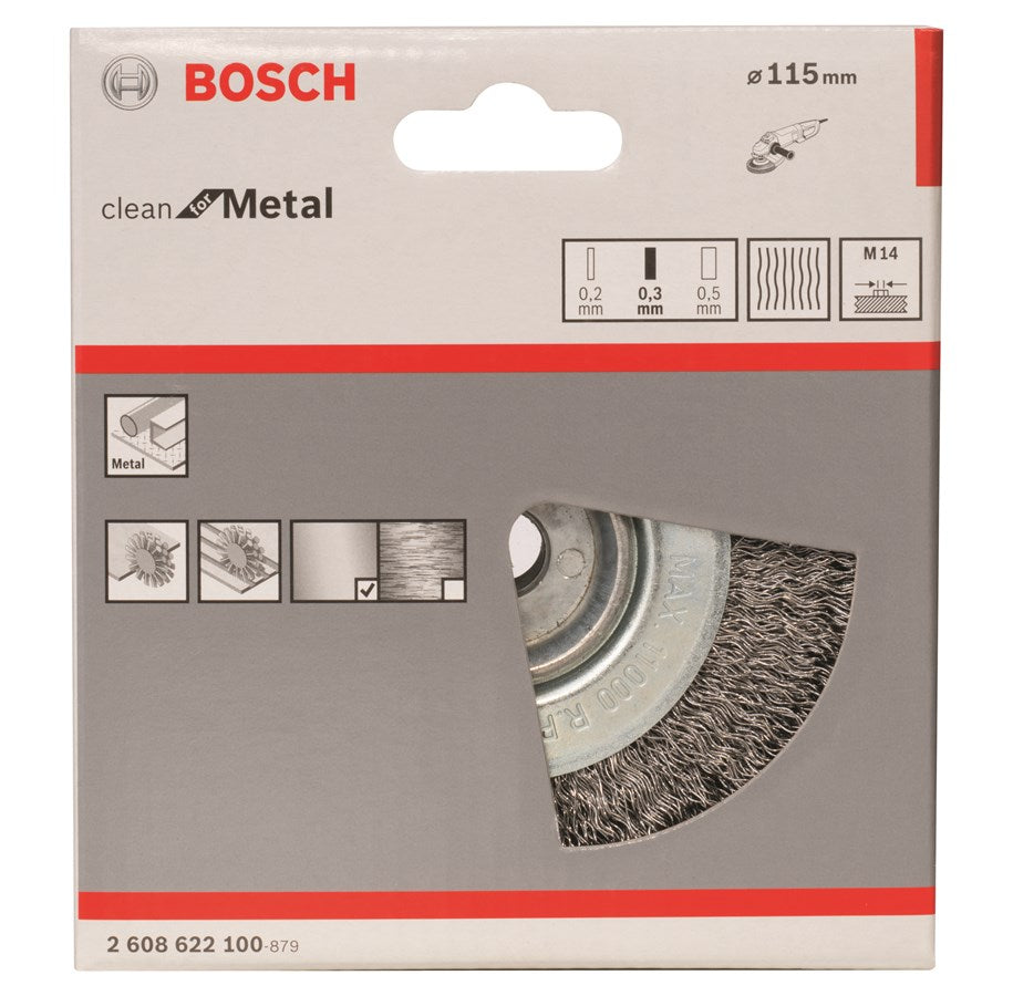 Bosch M14 Wire Wheel 115Mm Crimped 0.5Mm 2608622100 Power Tool Services