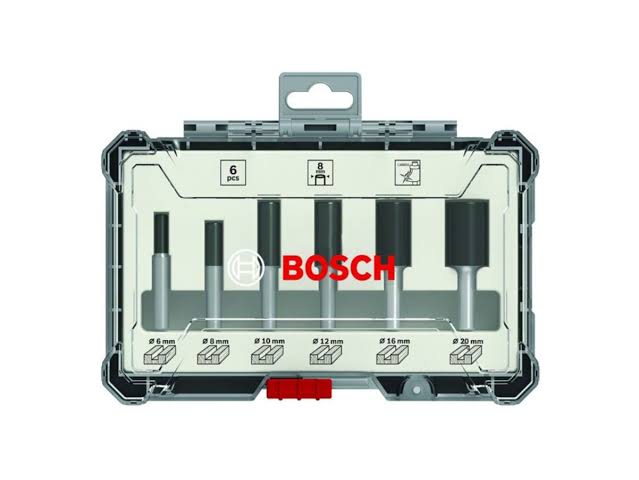 Buy Bosch Professional Router Bit Set 6 Pcs Straight 1/4`` from Power Tool Services - Image 1 | Best Price