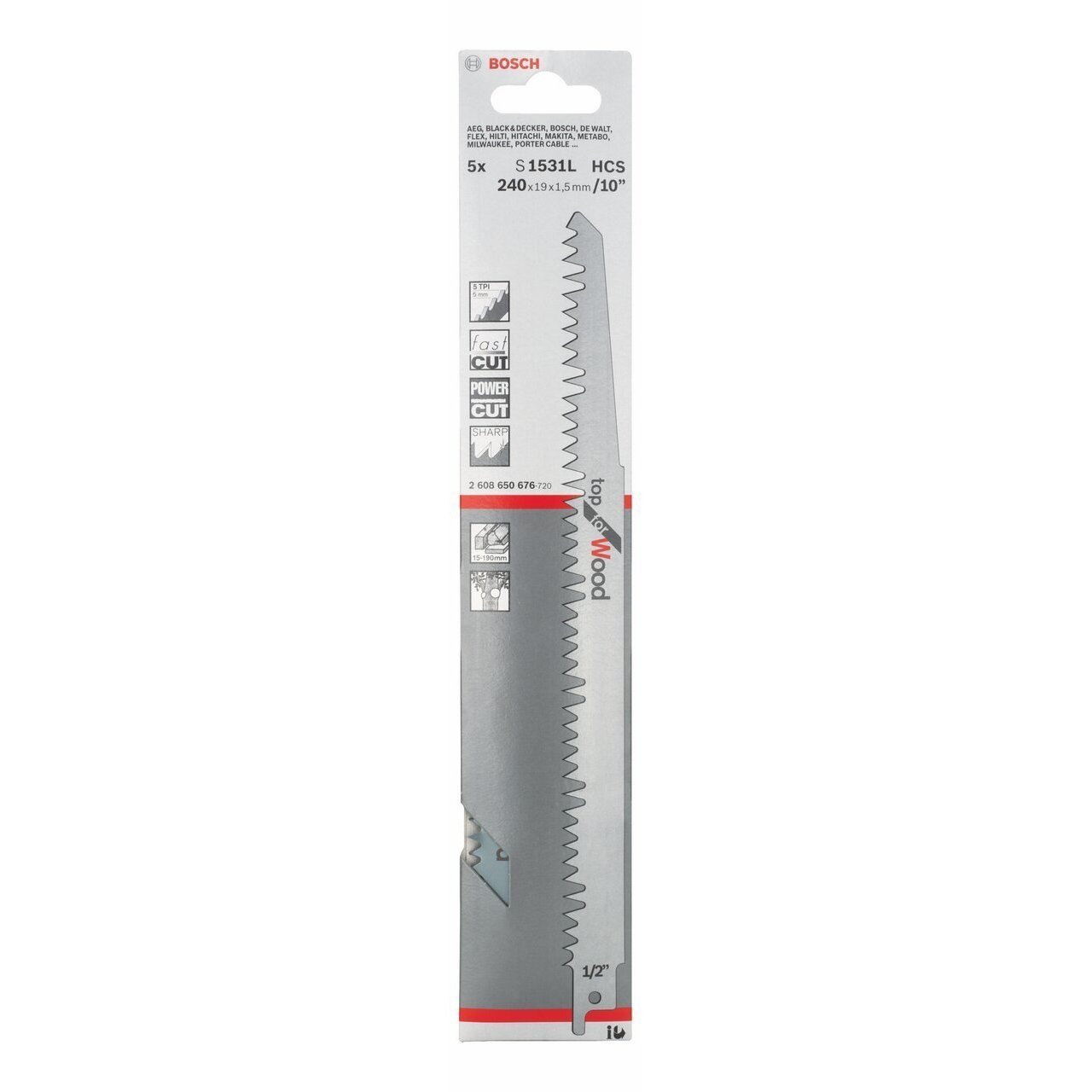 Buy Bosch Sabre Saw Blades S1531L Hcs Top For Wood 2Pack 2608650613 from Power Tool Services - Image 1 | Best Price