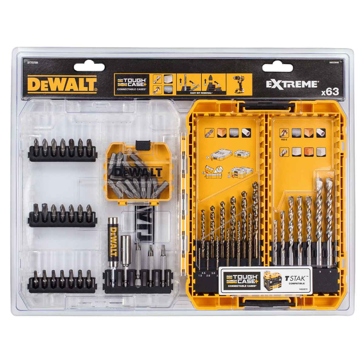 Dewalt 63pc Drill Drive Set with Extreme Drill Bits DT70759 1 - Power Tool Services
