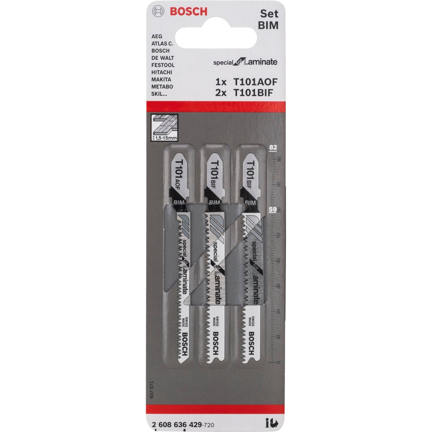 Buy Bosch Jigsaw Blades Set T 101 BIF (2x), T 101 AOF Special for Laminate (1x) 2608636429 from Power Tool Services - Image 1 | Best Price