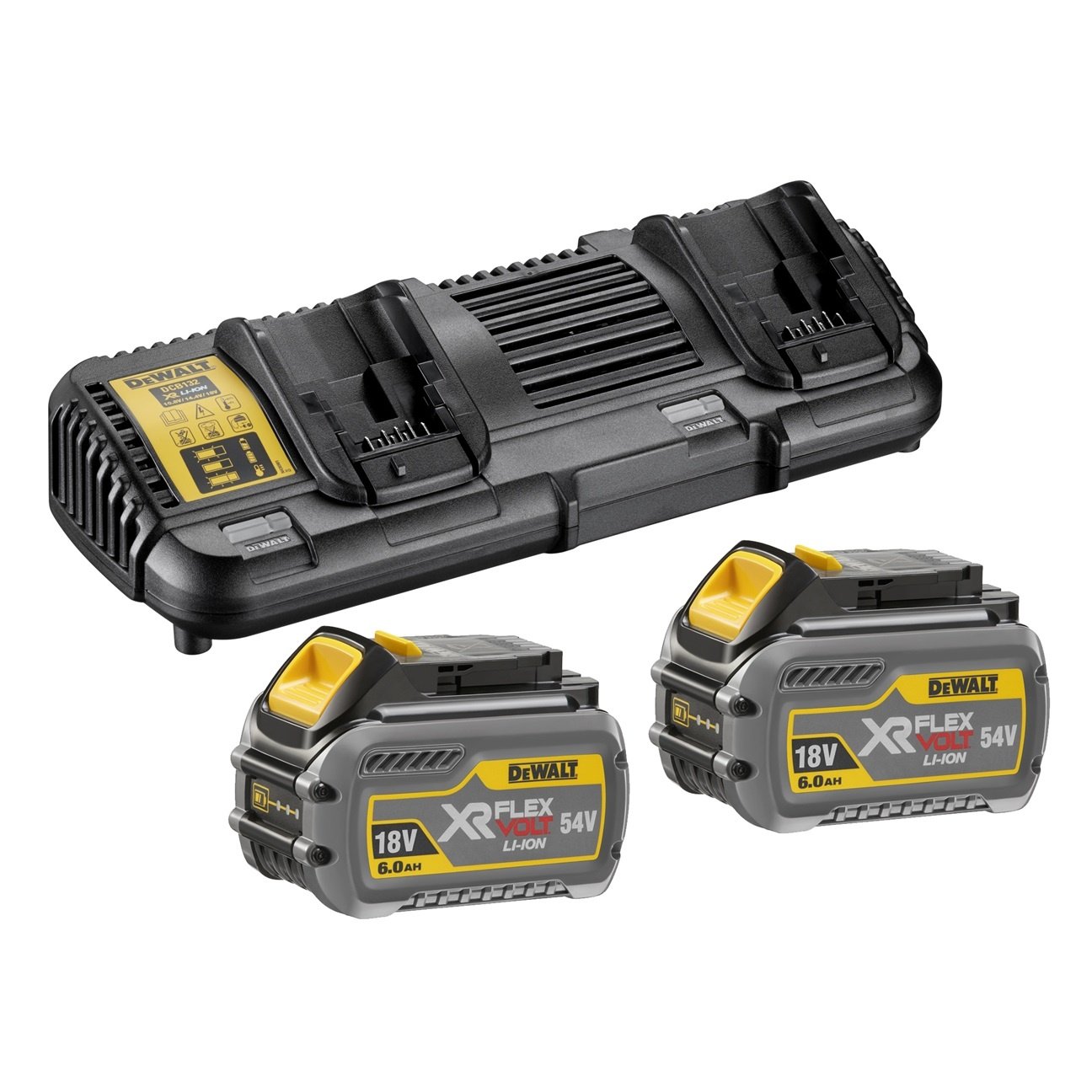 Buy Dewalt 54v FlexVolt Battery Charger Kit 6.0ah DCB132T2 from Power Tool Services - Image 1 | Best Price
