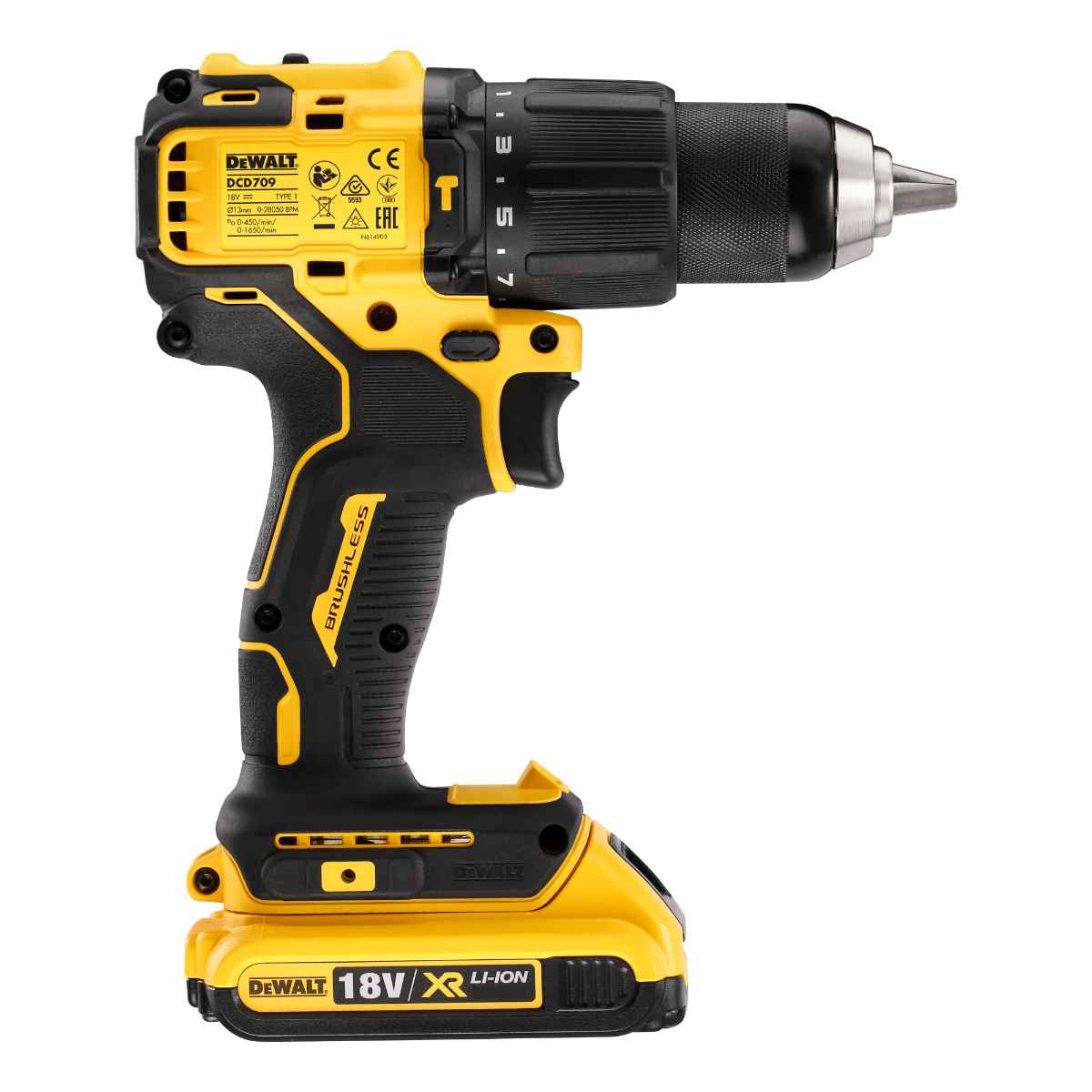 Buy Dewalt Atomic 18V Ultra Compact Brushless Hammer Drill DCD709L2T from Power Tool Services - Image 5 | Best Price