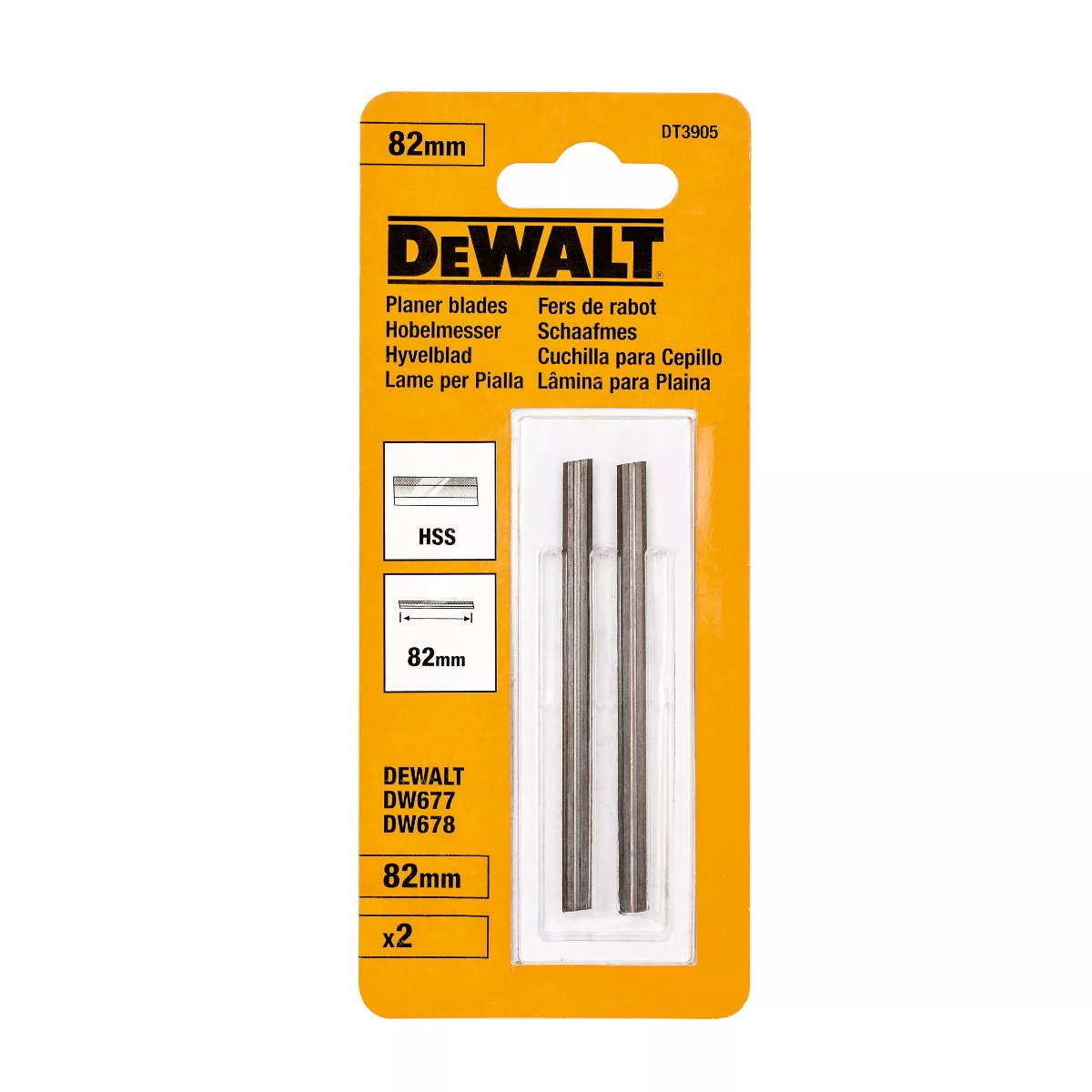 Buy Dewalt Hss 82mm Reversible Planer Blades DT3905 2 PC from Power Tool Services - Image 1 | Best Price