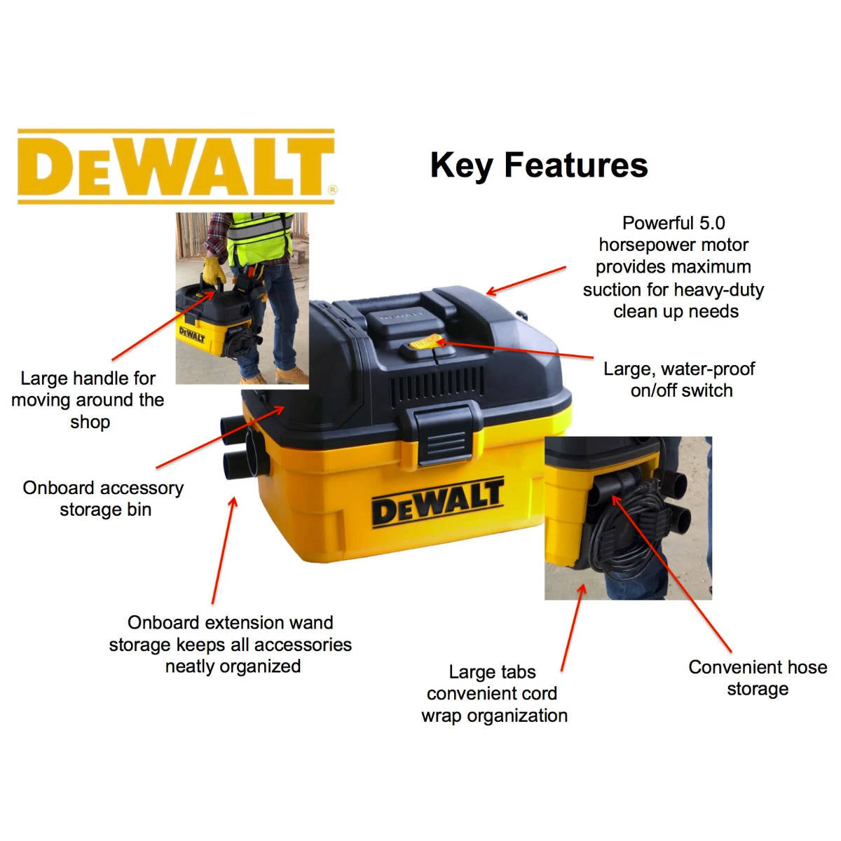Buy Dewalt Portable 15L Wet Dry Vacuum Cleaner DXV15T from Power Tool Services - Image 5 | Best Price