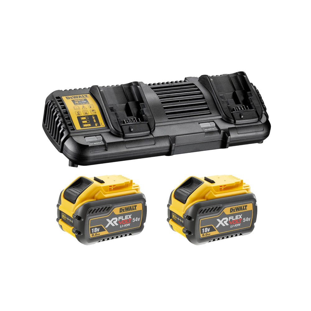 Dewalt XR Universal Dual Port Charger with 54V 9Ah Batteries DCB132X2 Power Tool Services