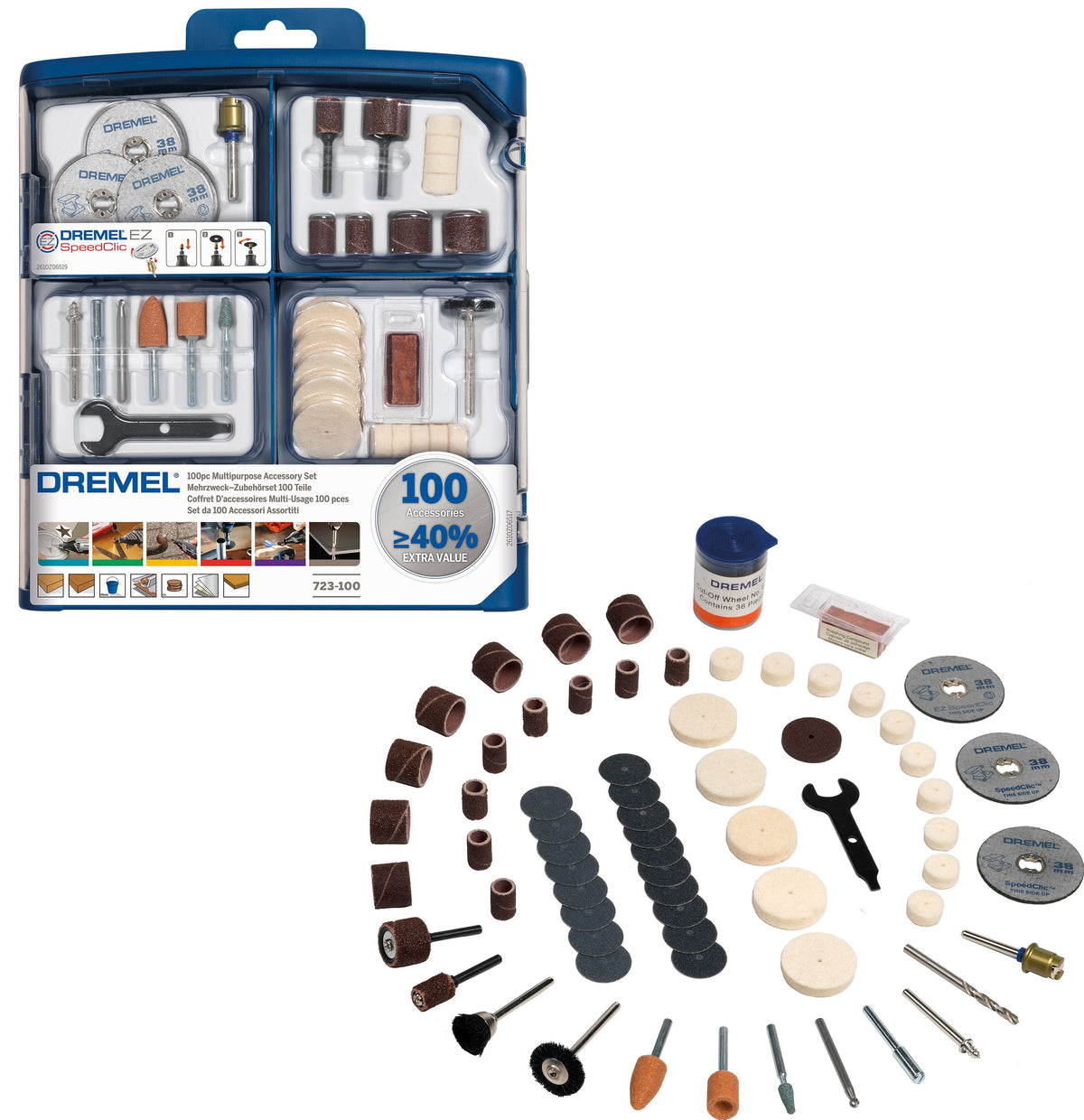 Buy Dremel 100 Pieces Multipurpose Accessory Set (723) 2615S723JA from Power Tool Services - Image 2 | Best Price