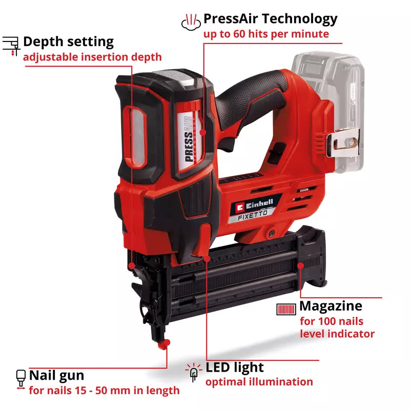 Buy Einhell Cordless Nailer FIXETTO 18/50 N from Power Tool Services - Image 4 | Best Price