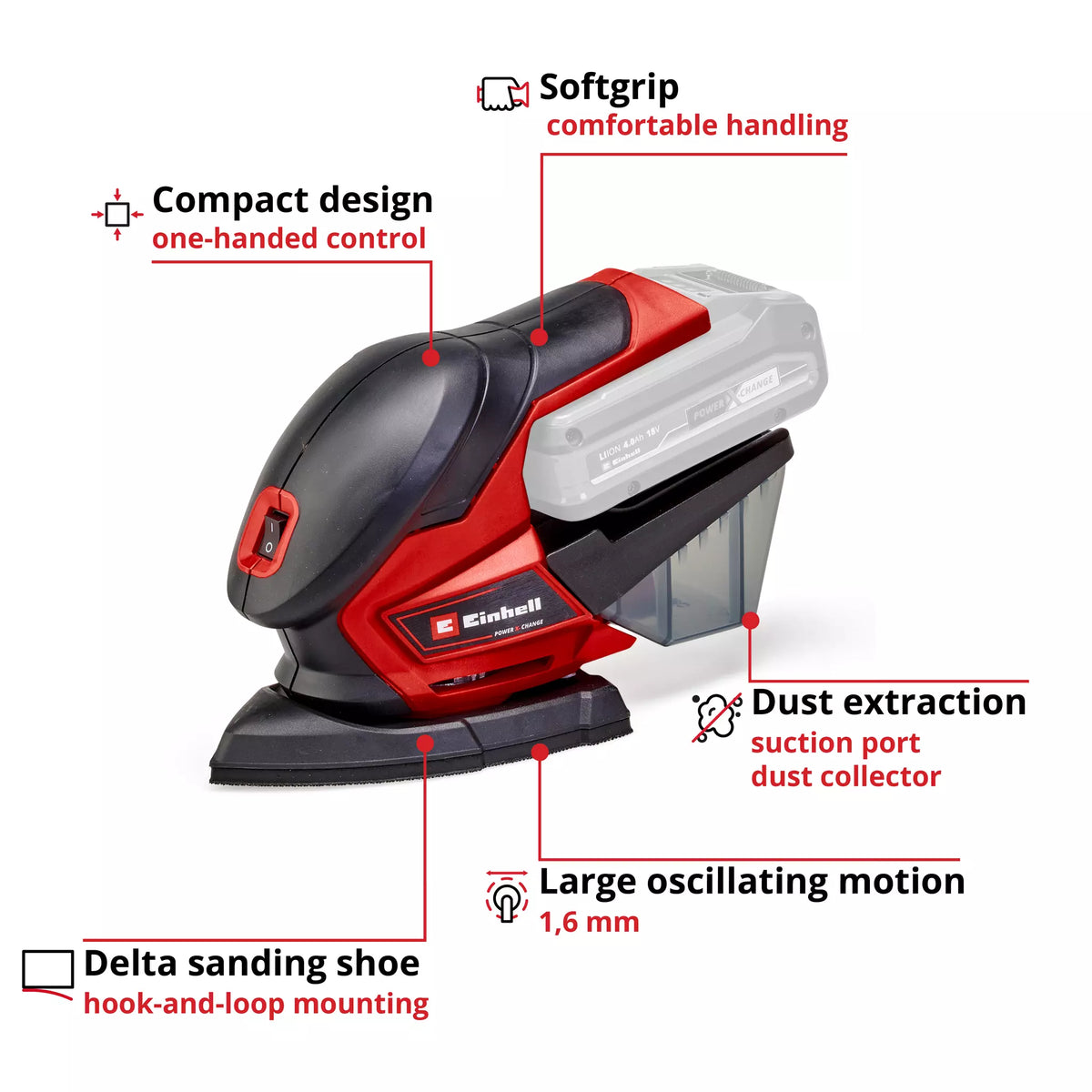 Einhell Multi Sander 18V TE-OS 18/150 Li Solo 4 - Power Tool Services