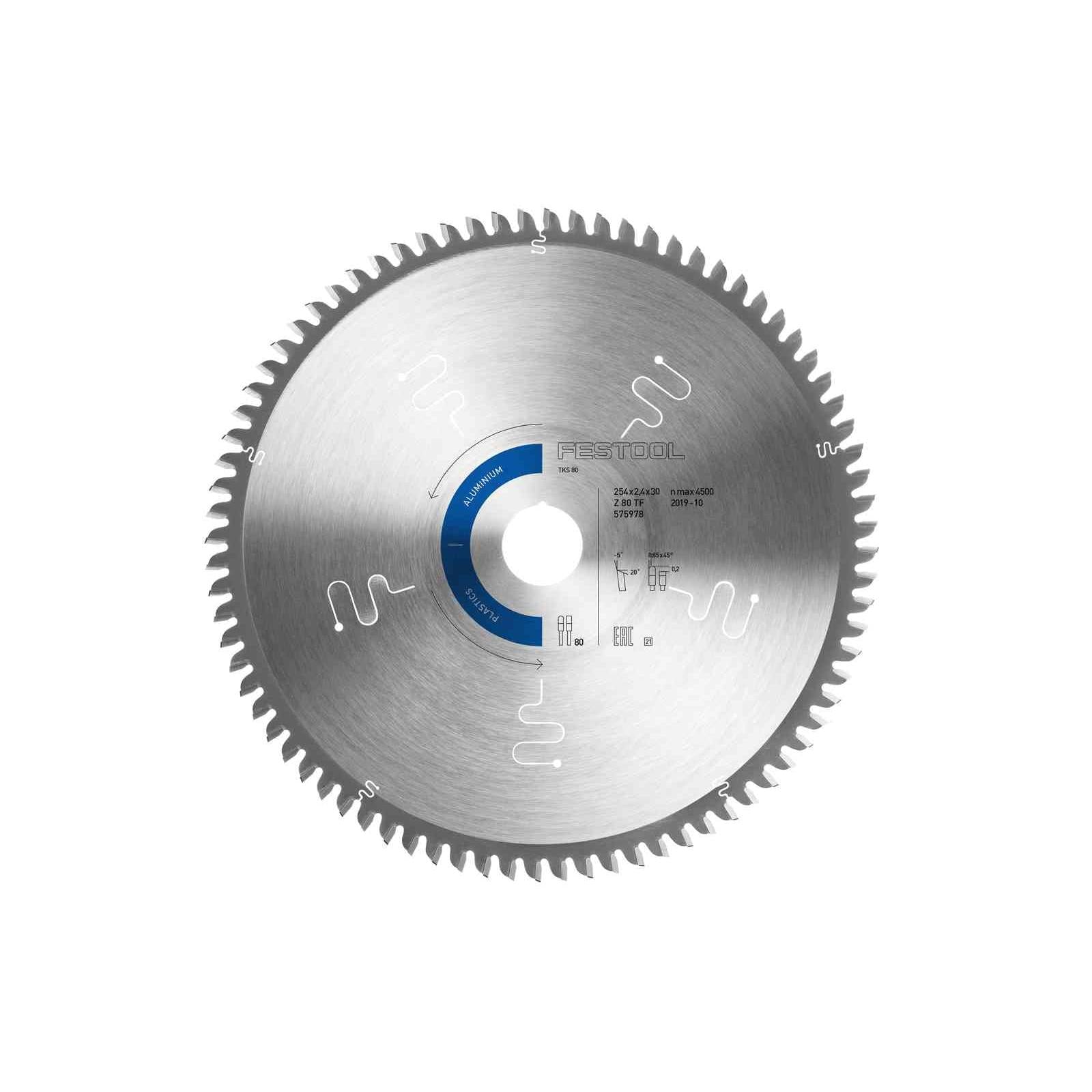 Buy Festool Saw blade ALUMINIUM/PLASTICS HW 254x2,4x30 TF80 A 575978 from Power Tool Services - Image 1 | Best Price