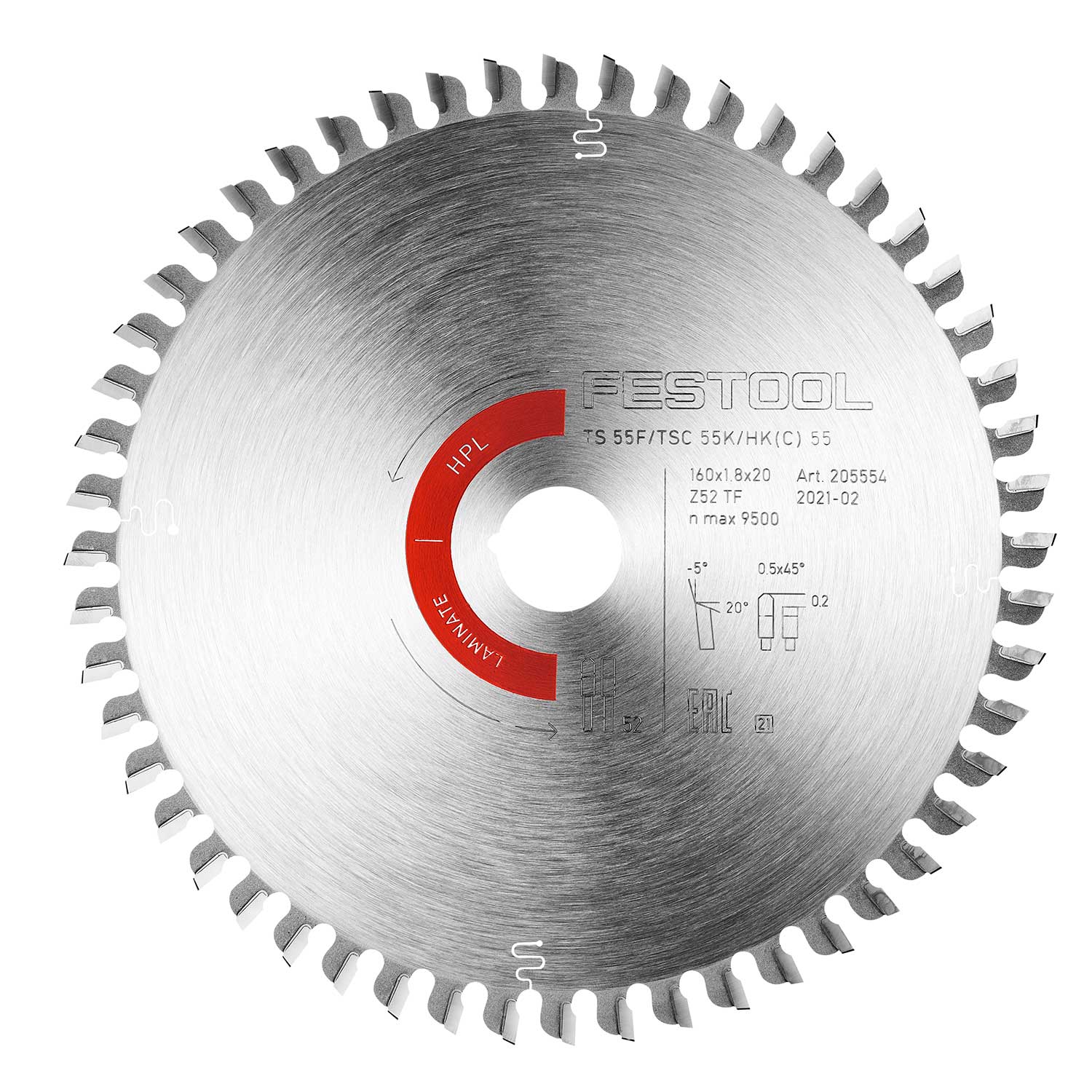 Buy Festool Saw blade LAMINATE/HPL HW 160x1,8x20 TF52 205554 from Power Tool Services - Image 1 | Best Price