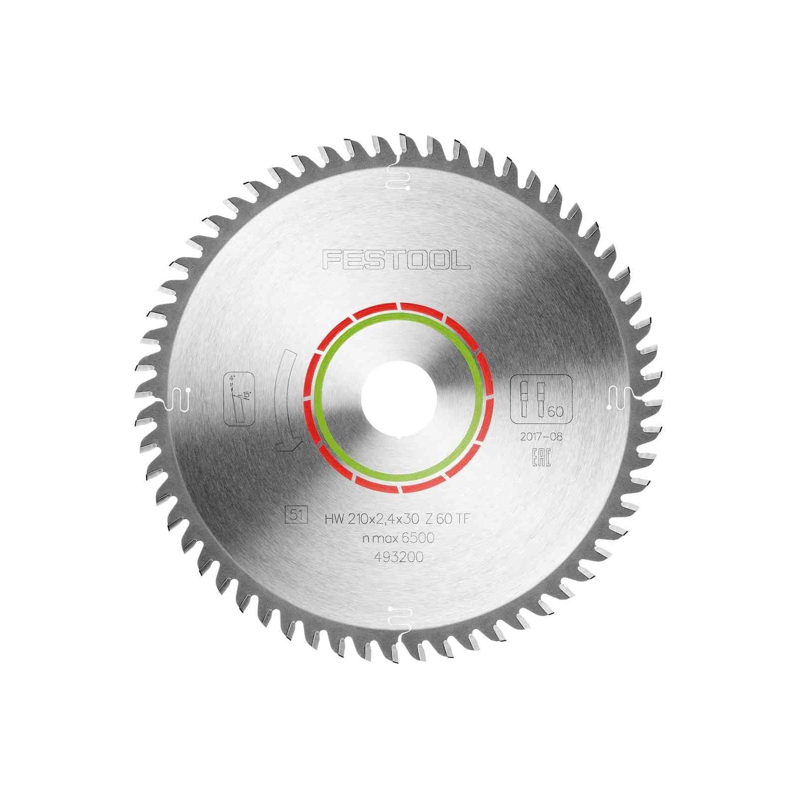 Buy Festool Saw blade LAMINATE/HPL HW 210x2,4x30 TF60 493200 from Power Tool Services - Image 1 | Best Price