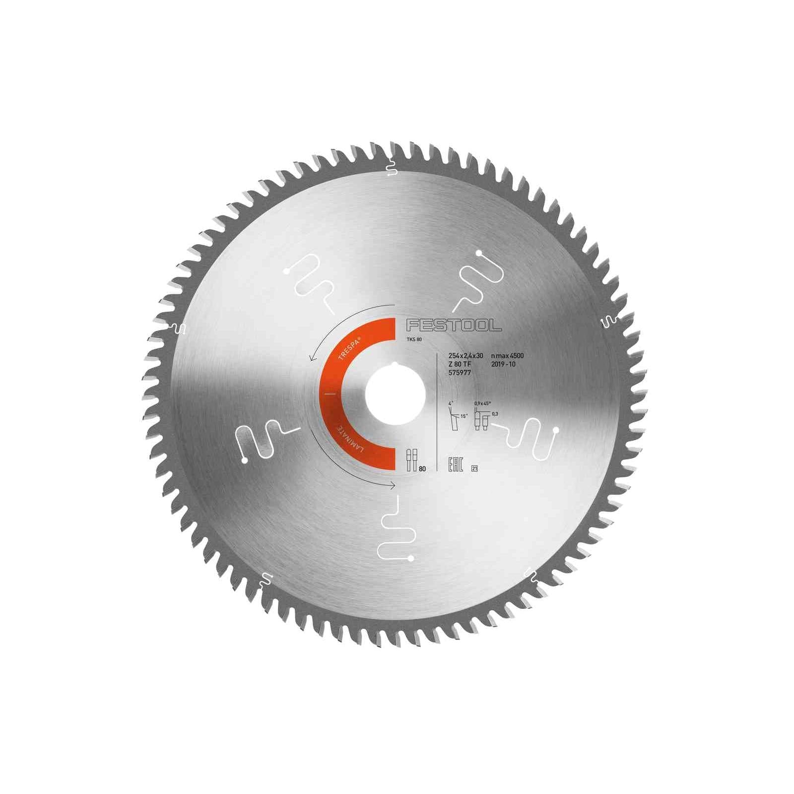 Buy Festool Saw blade LAMINATE/HPL HW 254x2,4x30 TF80 L 575977 from Power Tool Services - Image 1 | Best Price