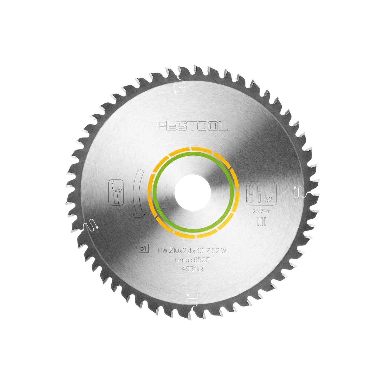 Buy Festool Saw blade WOOD FINE CUT HW 210x2,4x30 W52 493199 from Power Tool Services - Image 1 | Best Price