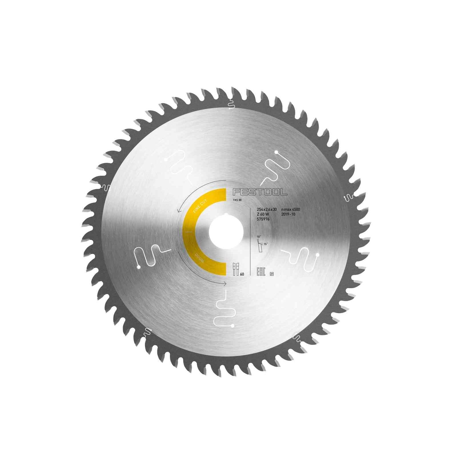 Buy Festool Saw blade WOOD FINE CUT HW 254x2,4x30 W60 575976 from Power Tool Services - Image 1 | Best Price