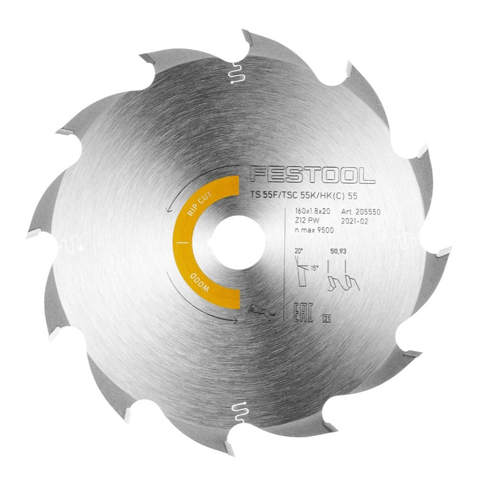 Buy Festool Saw blade WOOD RIP CUT HW 160x1,8x20 PW12 205550 from Power Tool Services - Image 1 | Best Price
