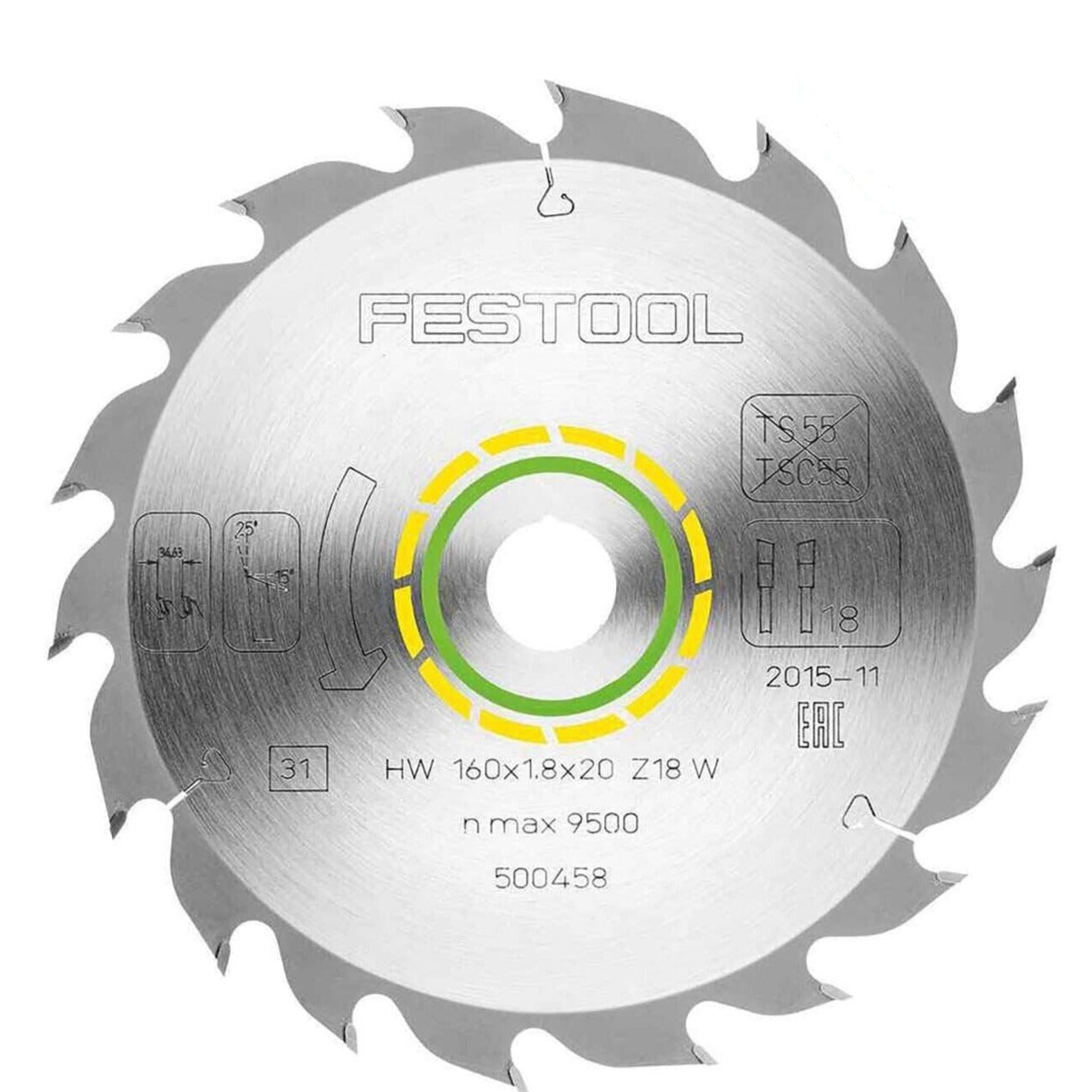 Buy Festool Saw blade WOOD STANDARD HW 160x1,8x20 W18 500458 from Power Tool Services - Image 1 | Best Price