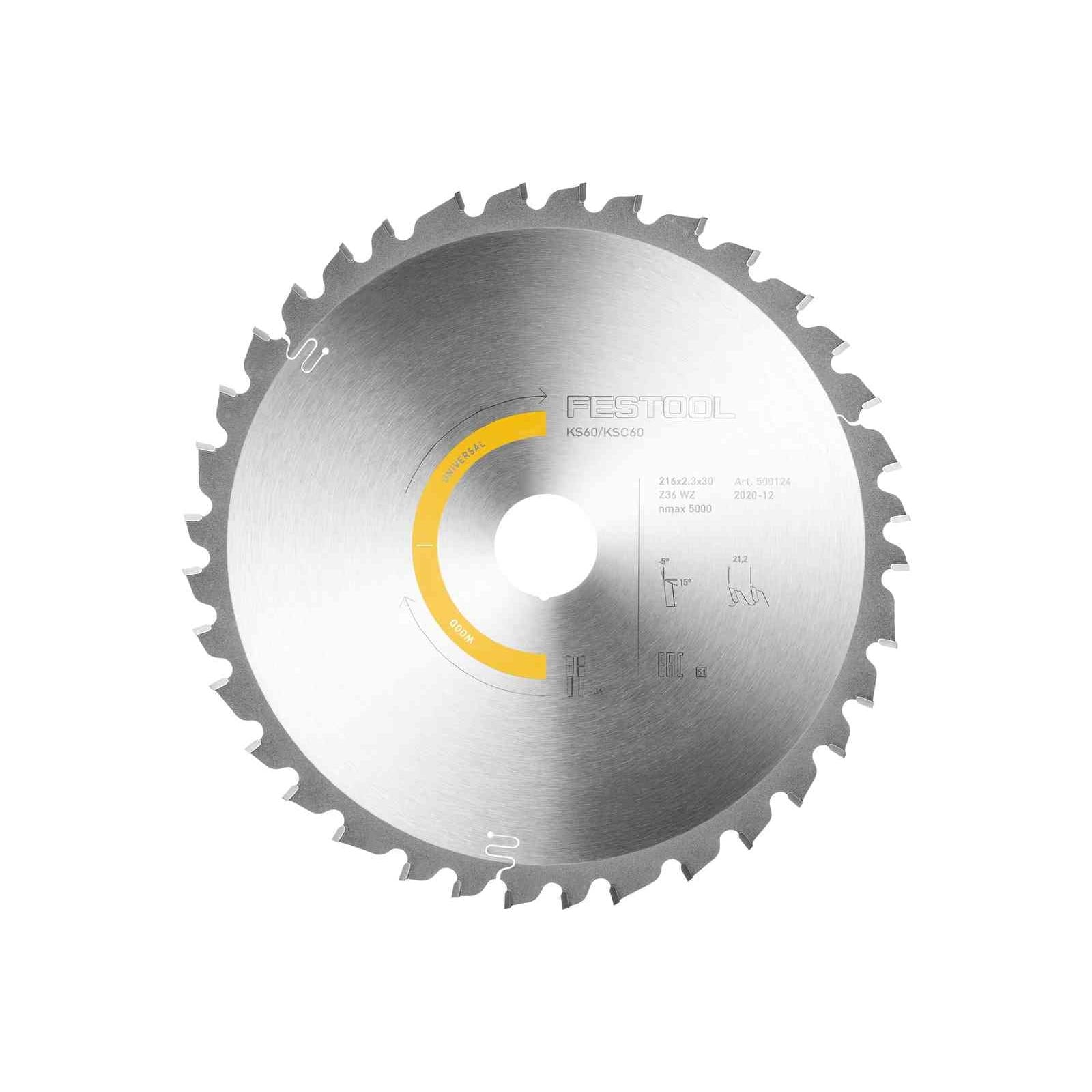 Buy Festool Saw blade WOOD UNIVERSAL HW 216x2,3x30 W36 500124 from Power Tool Services - Image 1 | Best Price