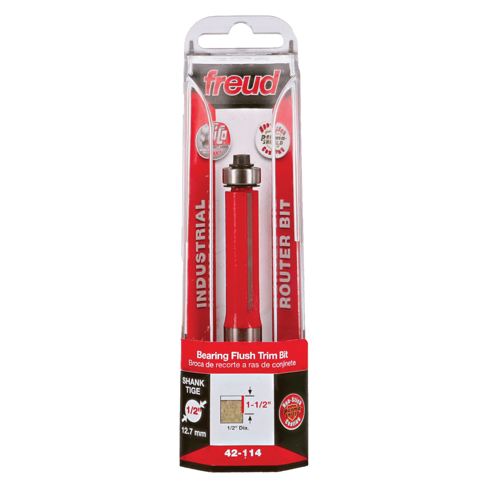 Buy Freud 12.7 x 25.4mm Flush Trim Bit c/w Bearing 1/2 Shank 42-11450P from Power Tool Services - Image 1 | Best Price