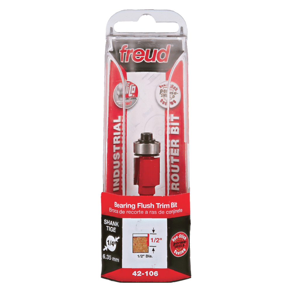 Buy Freud 12.7 x 25.4mm Flush Trim Bit c/w Bearing 1/4 Shank 42-10625P from Power Tool Services - Image 1 | Best Price