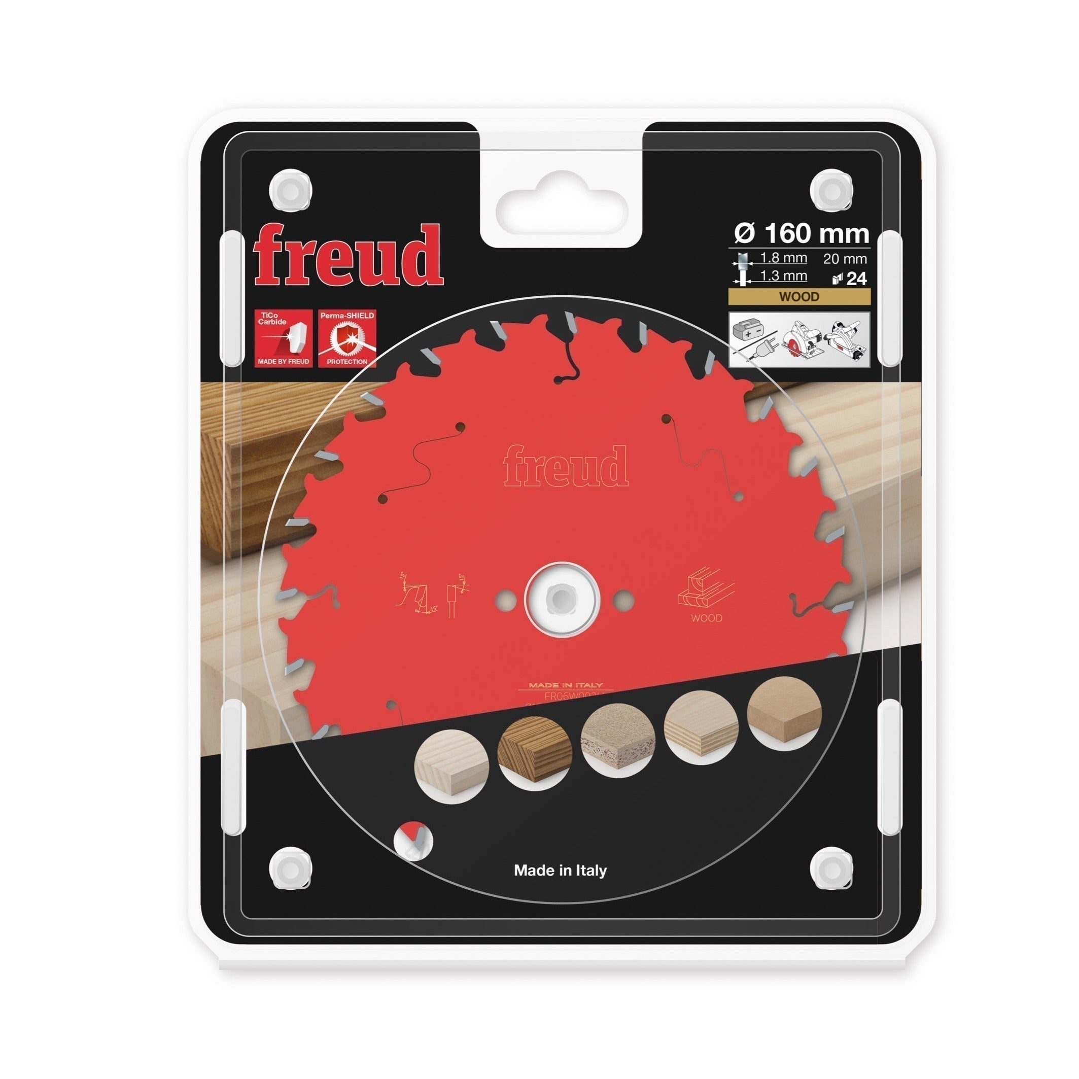 Buy Freud Circular saw blade HM 160 x 1.8/1.3 x 20 mm, Z=24 FR06W003H from Power Tool Services - Image 1 | Best Price