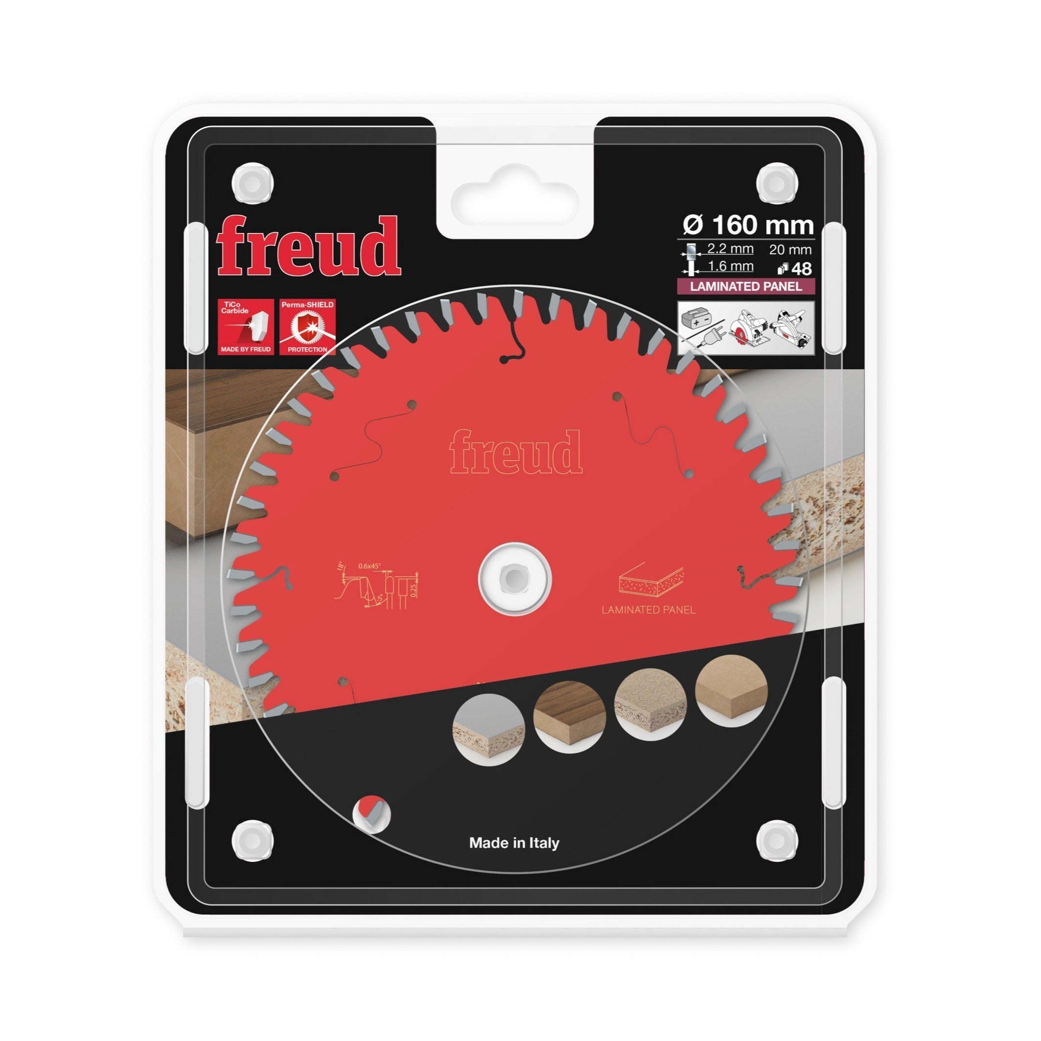 Buy Freud TCT Circular Saw Blade 160MM X 2.2 X B20MM X 48T FR06L002H from Power Tool Services - Image 1 | Best Price
