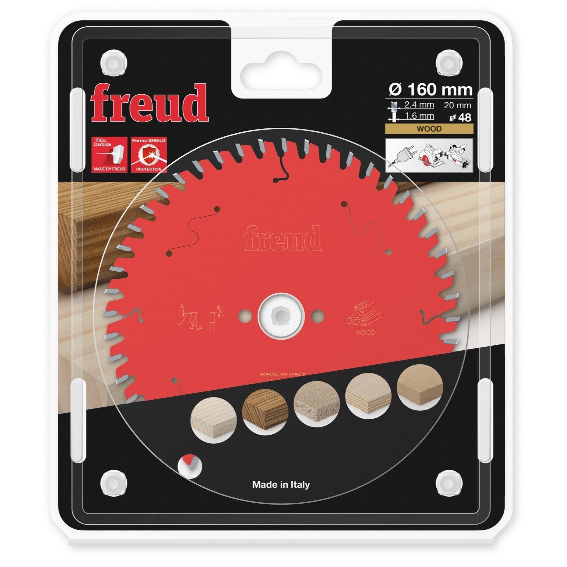 Buy Freud TCT Circular Saw Blade 160MM X 2.4 X B20MM X 48T FR06W011H from Power Tool Services - Image 1 | Best Price