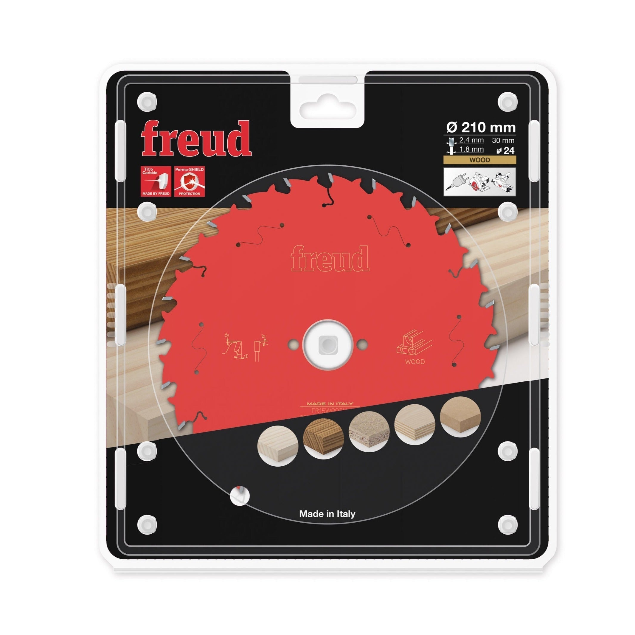 Freud TCT Circular Saw Blade 210MM X 2.4 X 30MM X 24T FR15W003H Power Tool Services