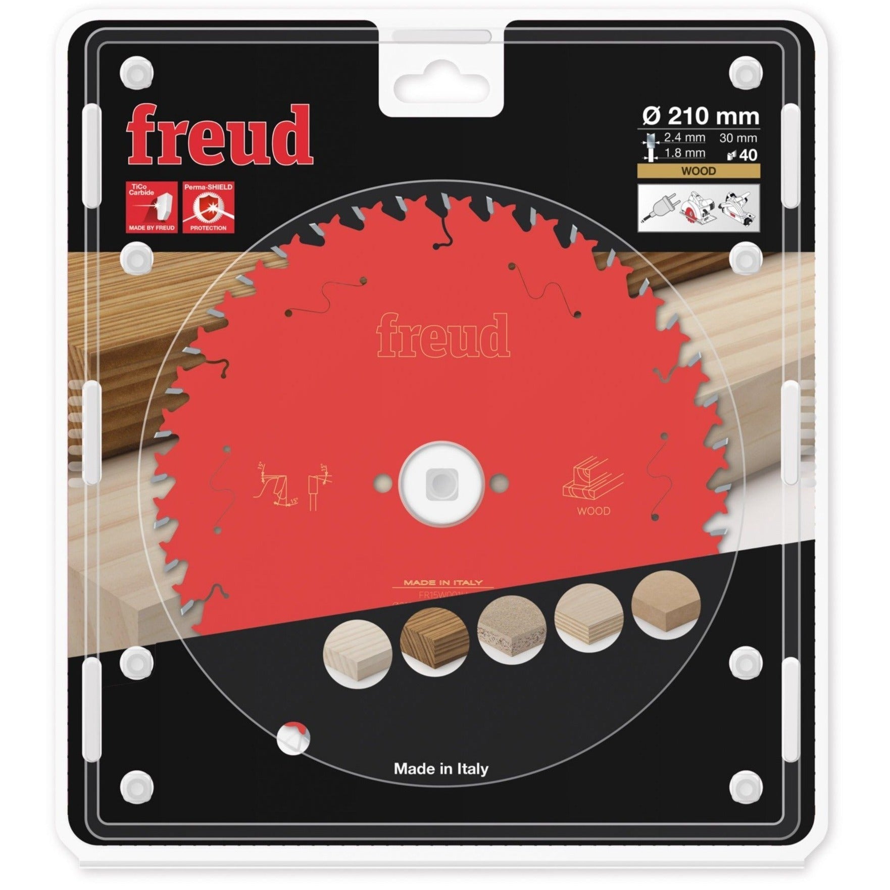 Buy Freud TCT Circular Saw Blade 210MM X 2.4 X 30MM X 40T FR15W001H from Power Tool Services - Image 1 | Best Price