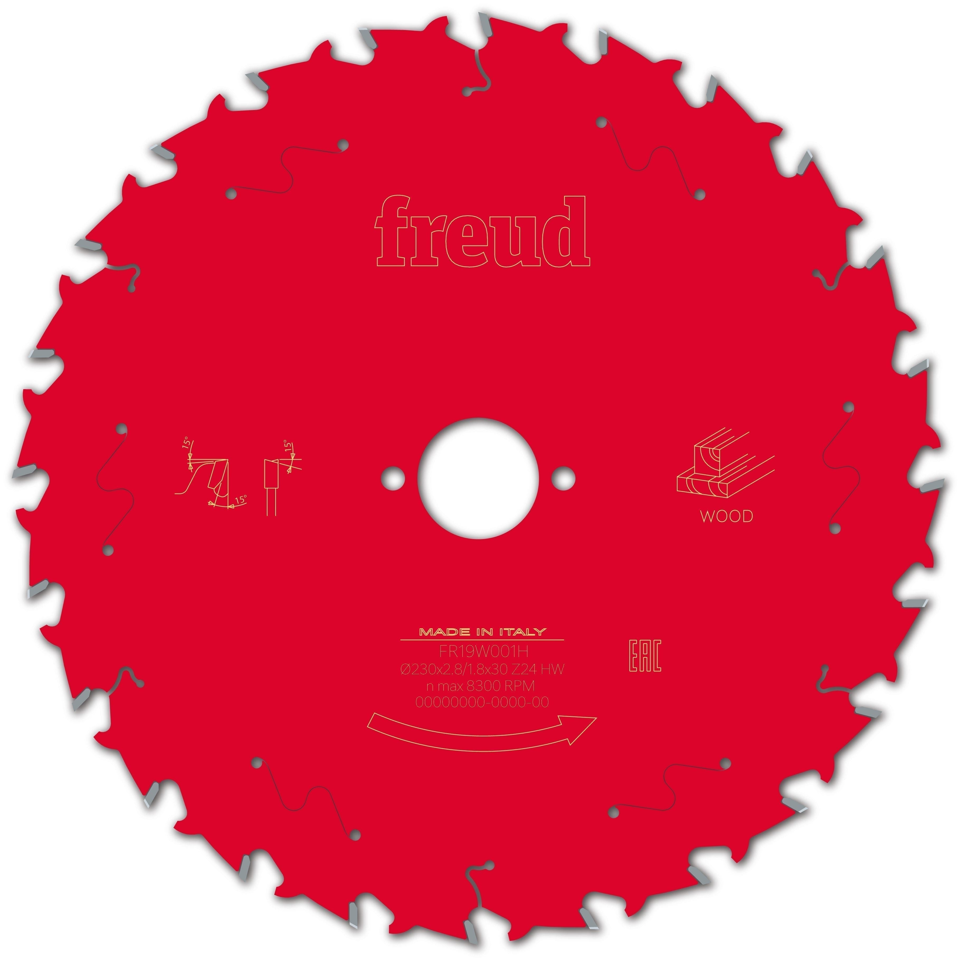 Buy Freud TCT Circular Saw Blade 230MM X 2.8 X 30MM X 24T FR19W001H from Power Tool Services - Image 2 | Best Price