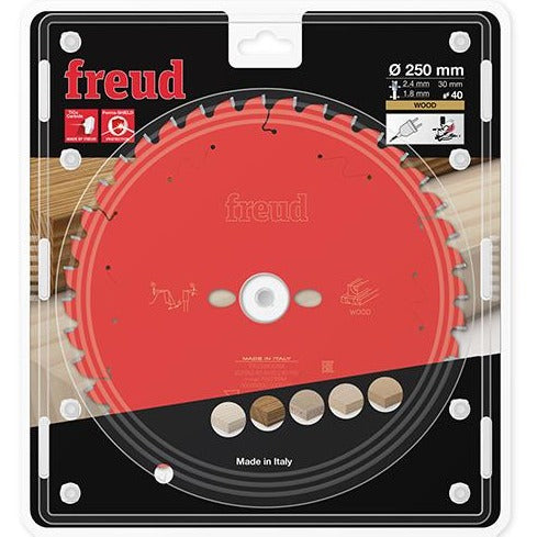 Buy Freud TCT Circular Saw Blade 250MM X 2.4 X 30MM X 40T FR23W001M from Power Tool Services - Image 1 | Best Price