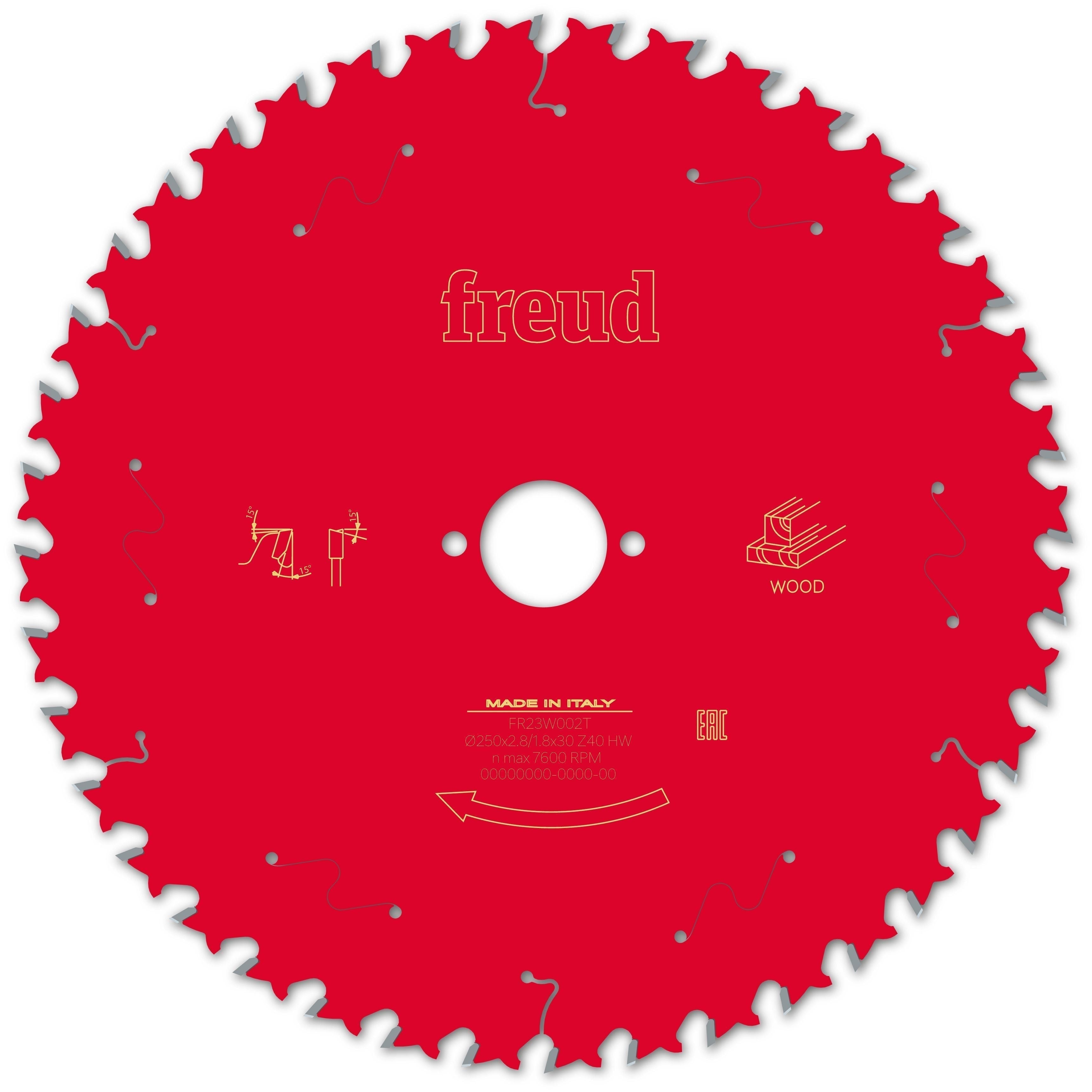 Buy Freud TCT Circular Saw Blade 250MM X 2.8 X B30MM X 40T FR23W002T from Power Tool Services - Image 2 | Best Price