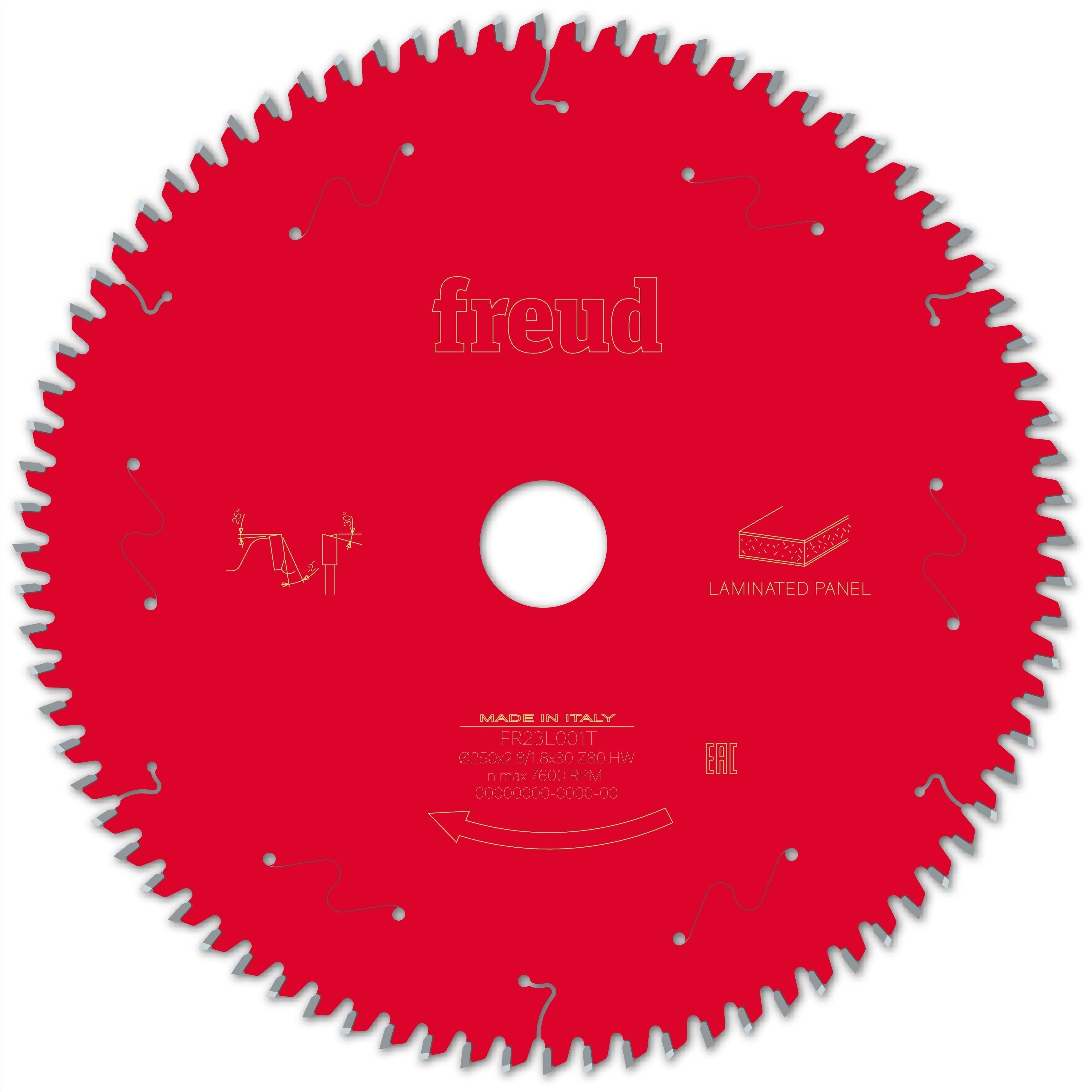 Buy Freud TCT Circular Saw Blade 250MM X 2.8 X B30MM X 80T FR23L001T from Power Tool Services - Image 2 | Best Price