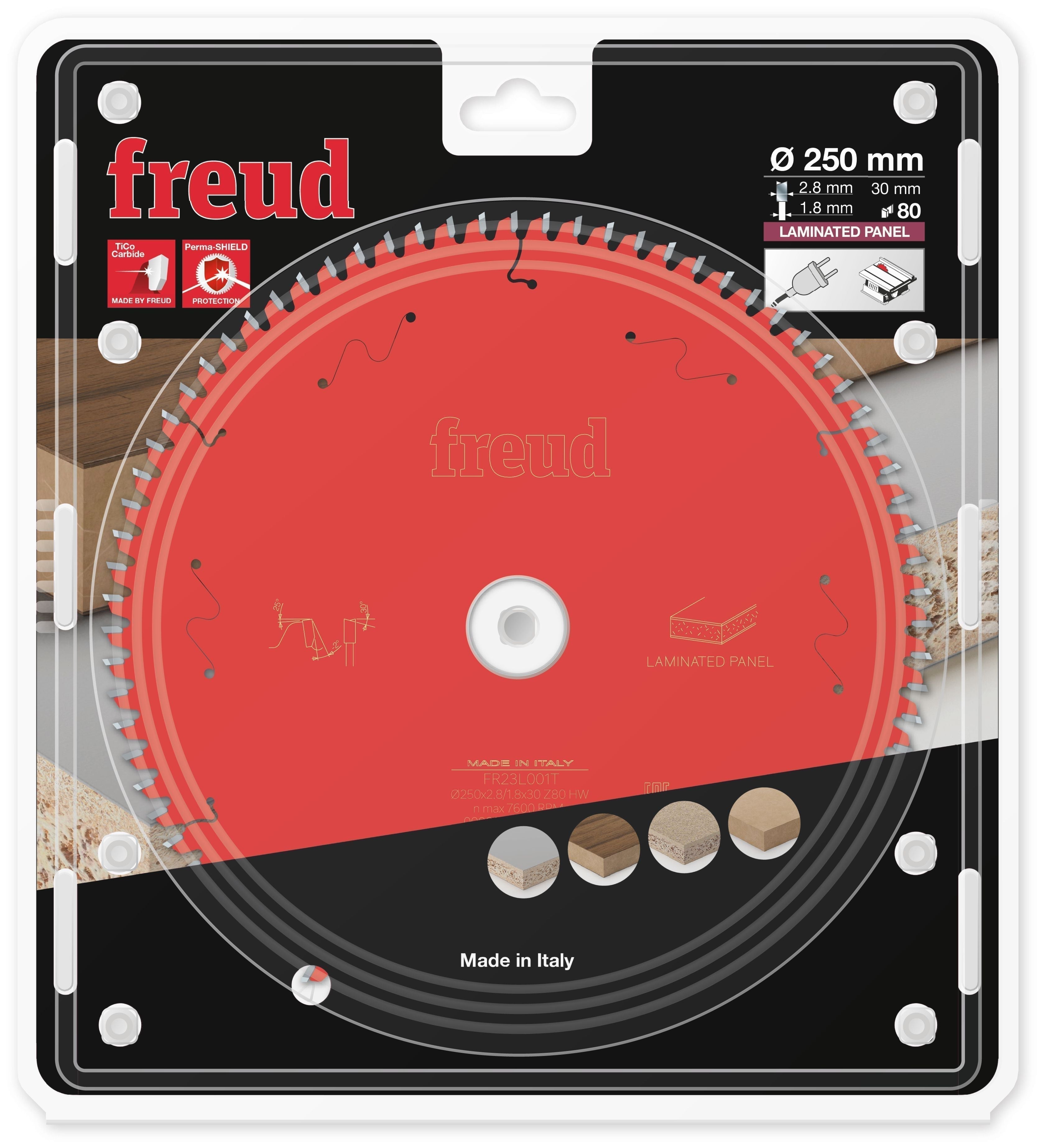 Buy Freud TCT Circular Saw Blade 250MM X 2.8 X B30MM X 80T FR23L001T from Power Tool Services - Image 1 | Best Price