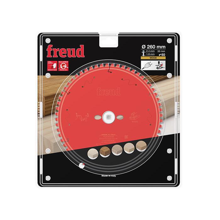 Buy Freud TCT Circular Saw Blade 260MM X 2.4 X 30MM X 60T FR26W001M from Power Tool Services - Image 1 | Best Price