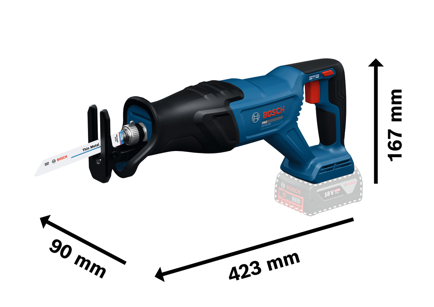 Bosch Professional Cordless Reciprocating Saw GSA 18V-280 (Solo) 06016D10L0 - Power Tool Services