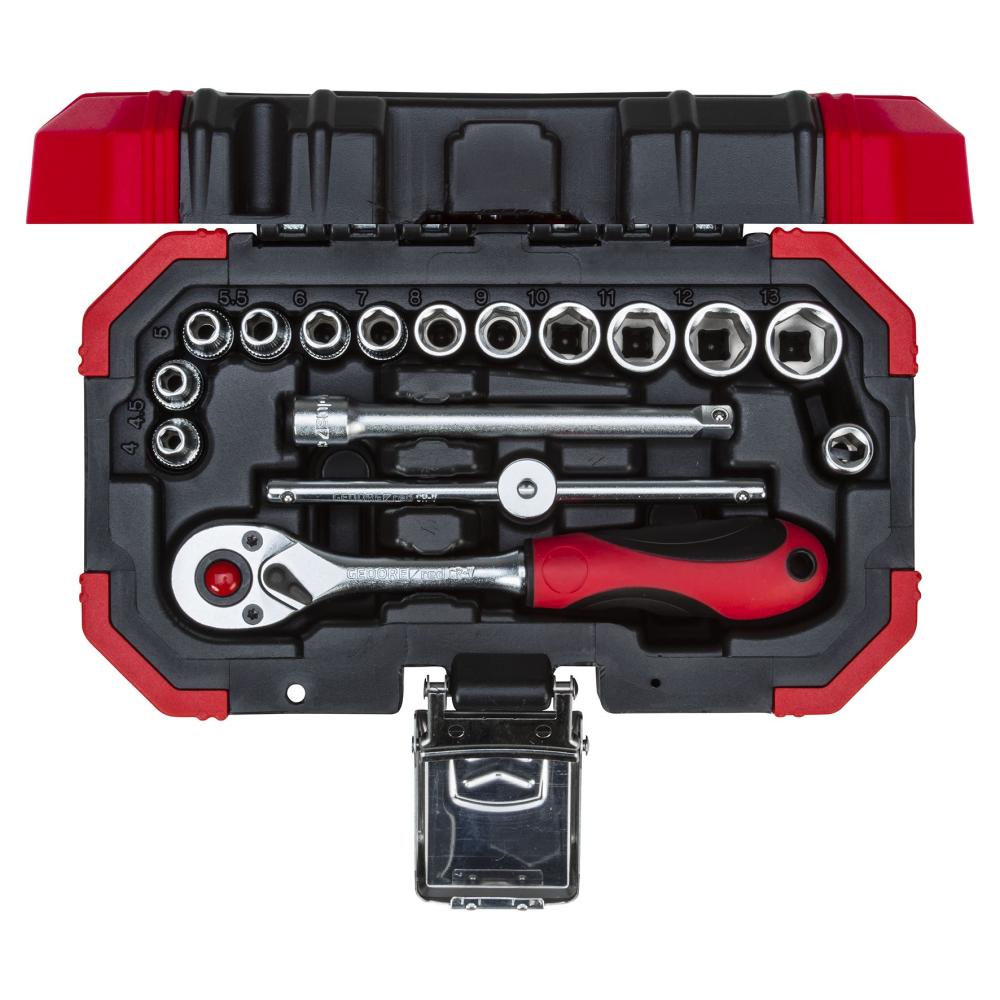 Buy Gedore Red 1/4″ Drive Socket set 4-13mm 16pcs from Power Tool Services - Image 1 | Best Price