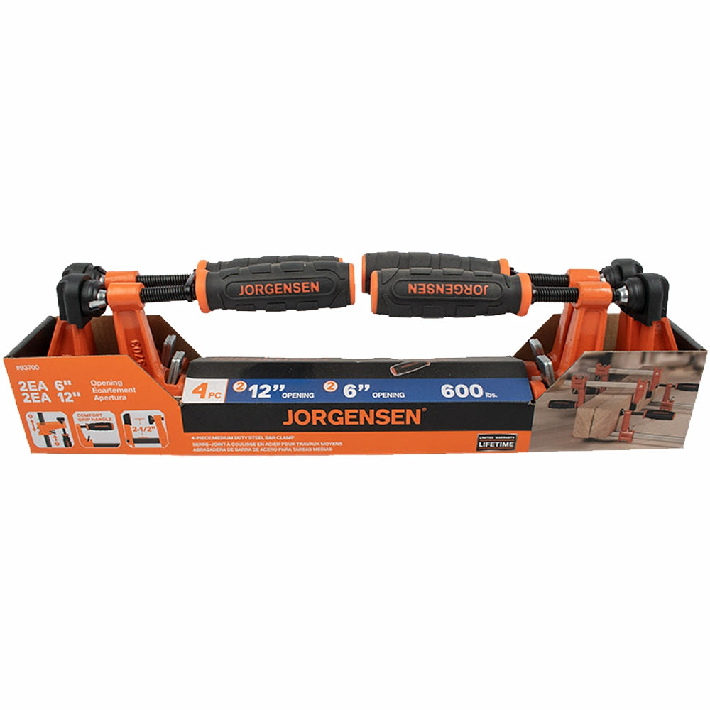 Jorgensen Medium Duty Steel Bar Clamp 4pc Set Power Tool Services