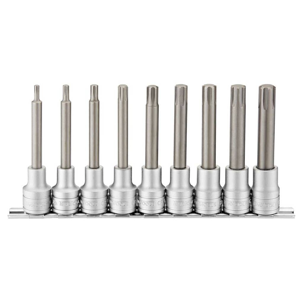 Buy Teng Tools 9PC 1/2inch Drive 100mm Long Torx Bit Socket Set on Clip Rail from Power Tool Services - Image 1 | Best Price