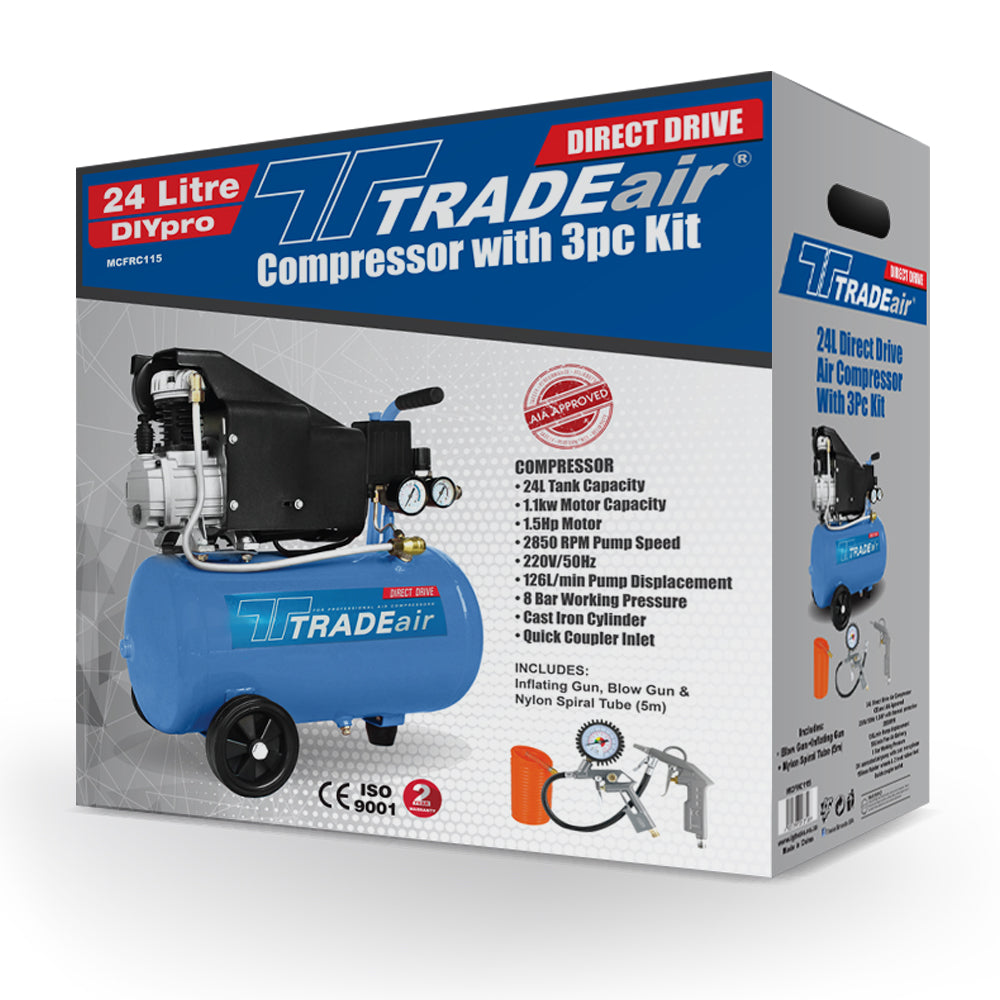 TradeAir Compressor Hobby 24Lt 5 - Power Tool Services