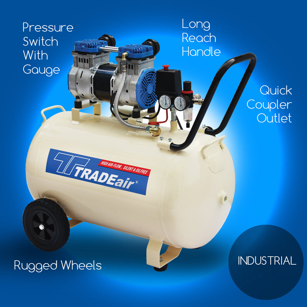 TradeAir Compressor 100L / 1,8kW / 2.5HP Silent Oil Free 2 - Power Tool Services