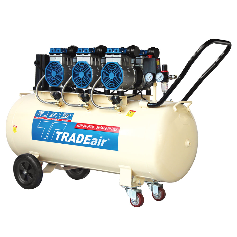 TradeAir 200L/ 3,3KW/ 4,4HP Silent Oil Free Compressor 2 - Power Tool Services